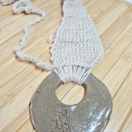 Wool and Pottery Crochet necklace