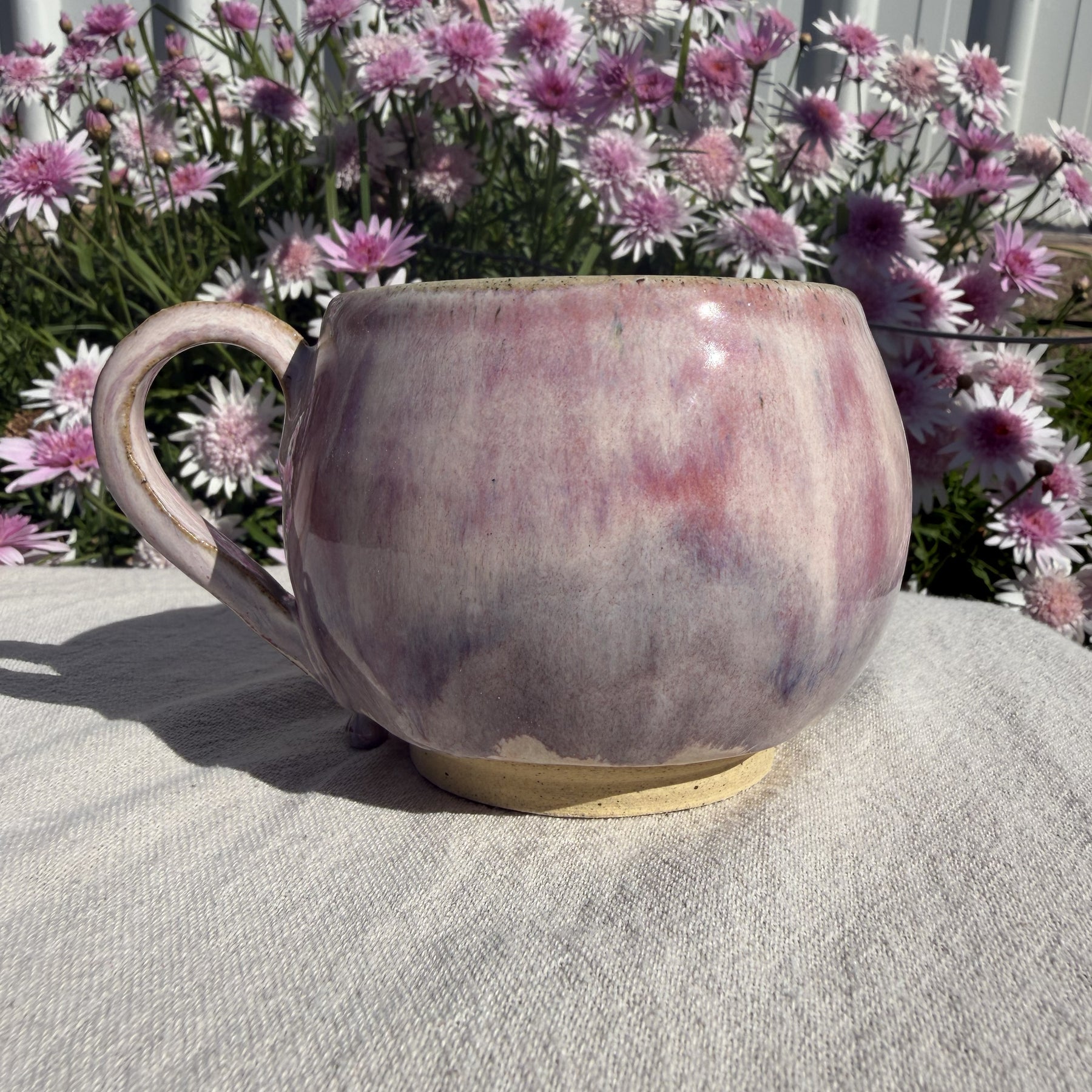 Large Cotton Candy Teacup - Glazedrip Soft Pink & Lavender Ceramic cup
