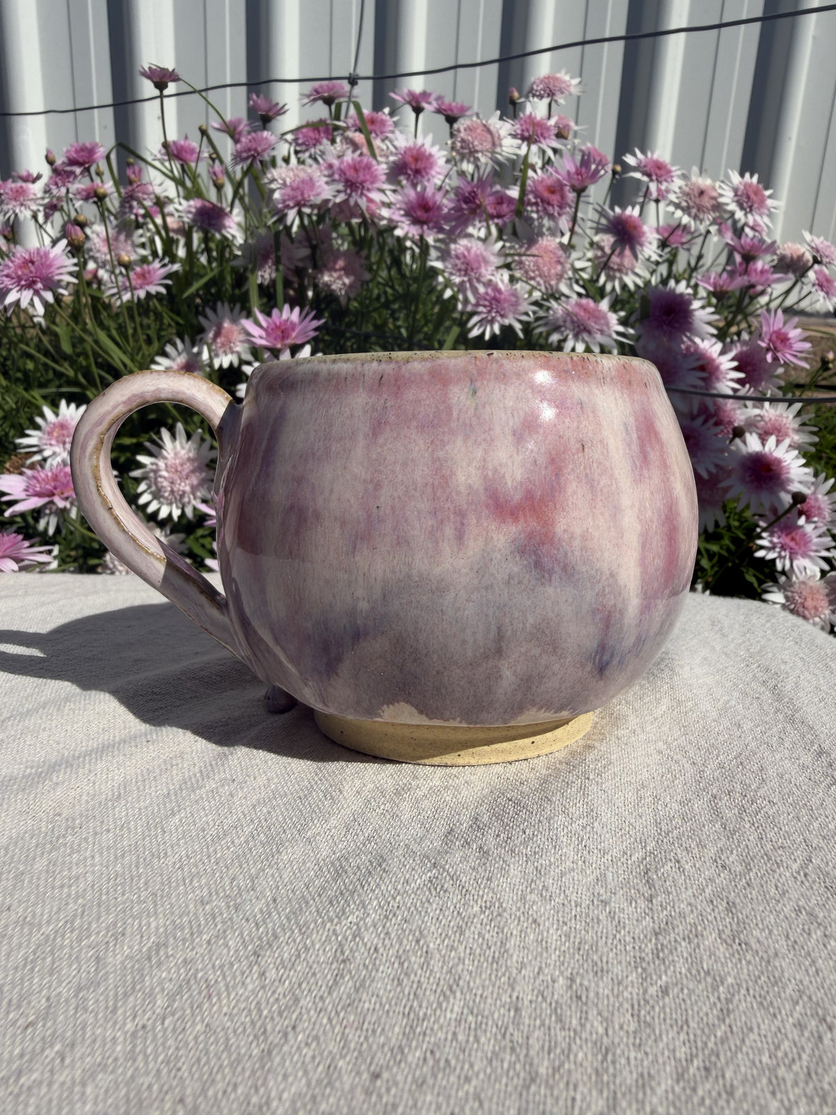 Large Cotton Candy Teacup - Glazedrip Soft Pink & Lavender Ceramic cup