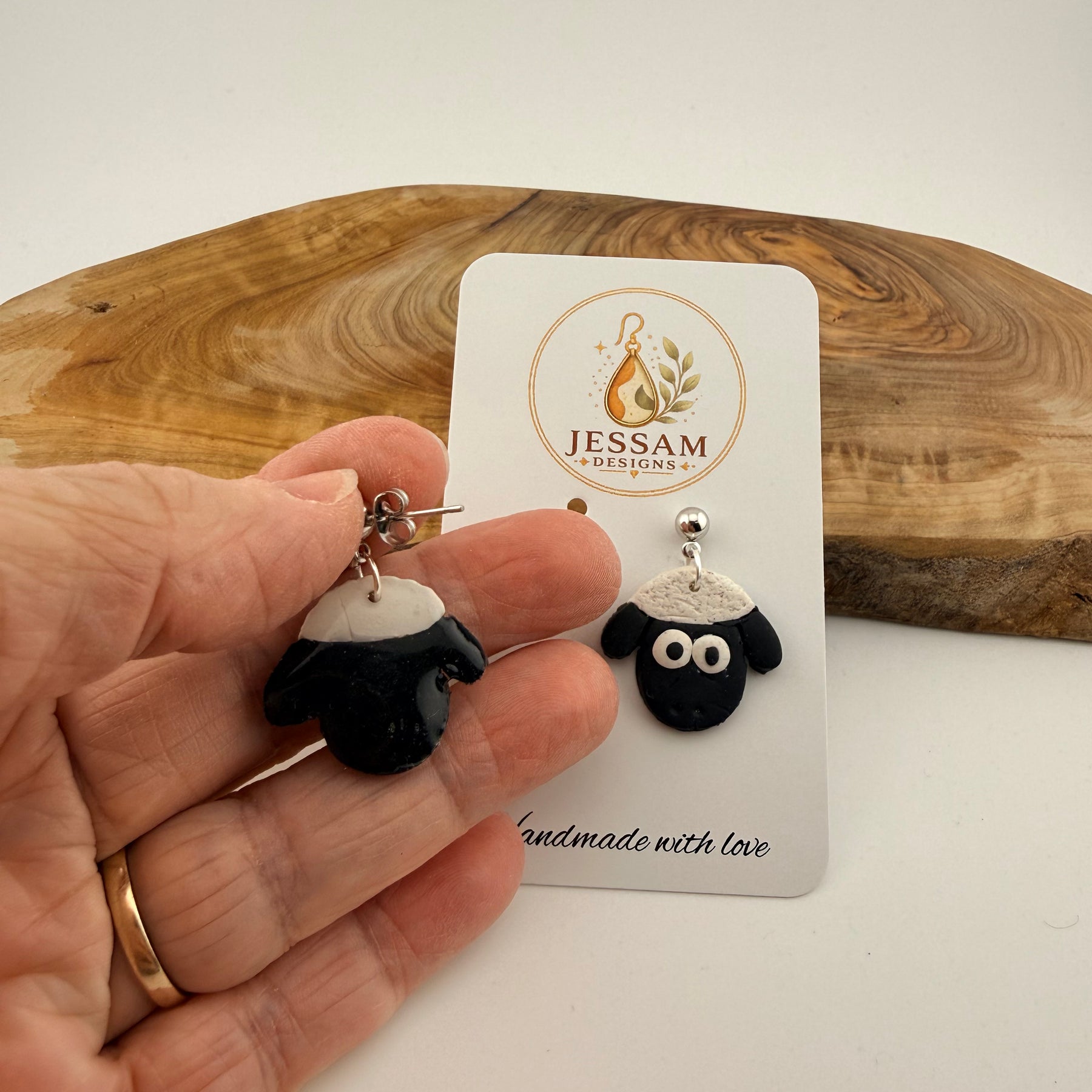 Black Sheep Polymer Clay Drop Earrings | Handmade Dangle Earrings