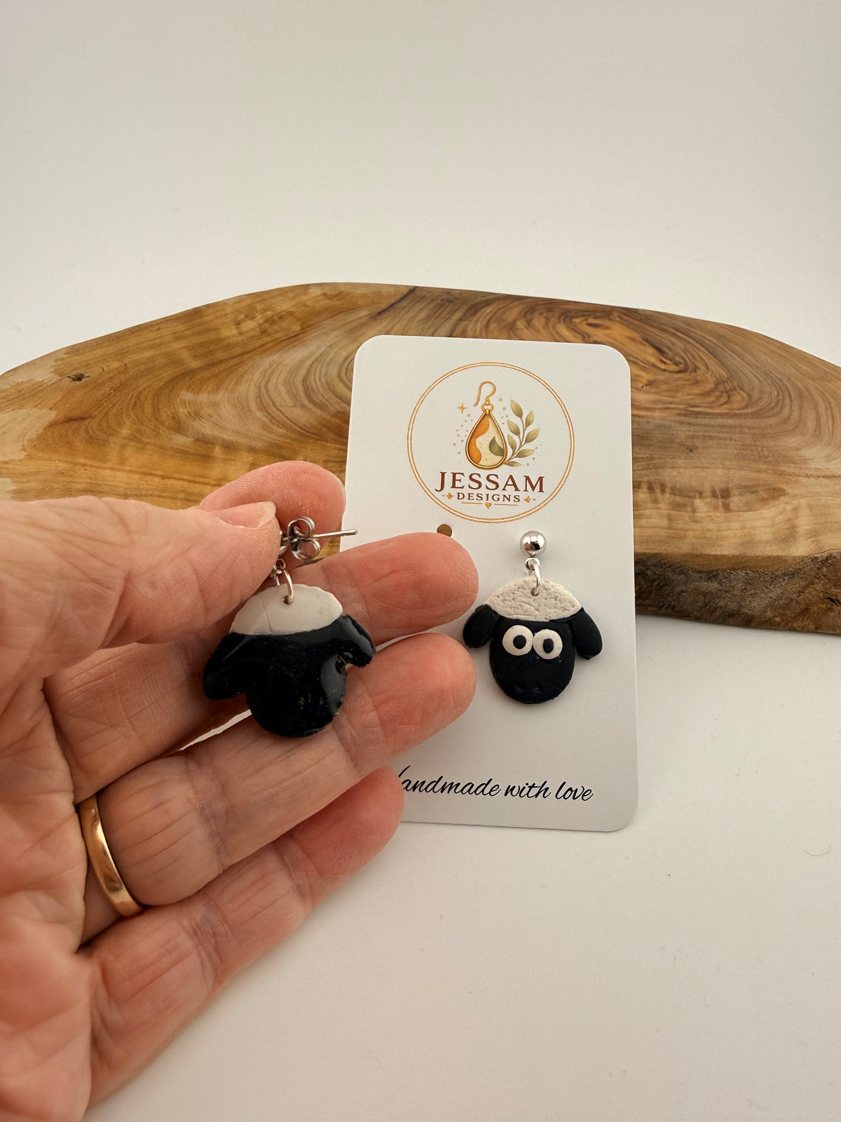 Black Sheep Polymer Clay Drop Earrings | Handmade Dangle Earrings