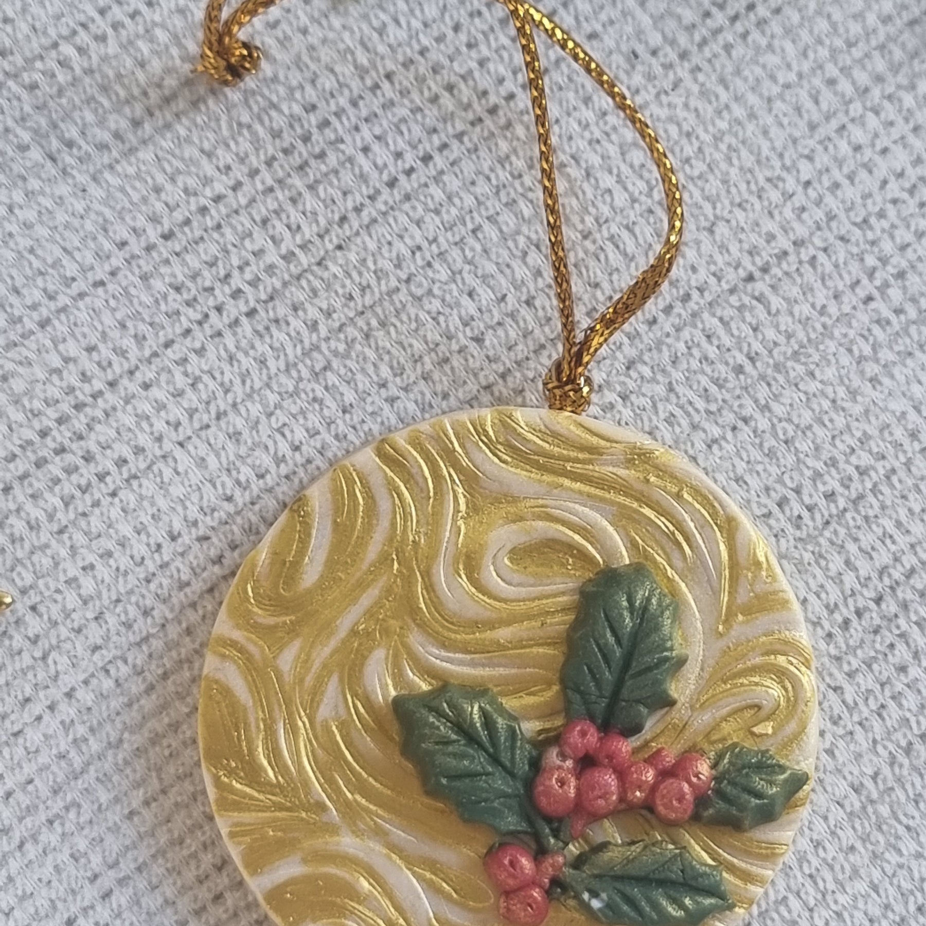 Golden Christmas Tree Deco Pair - Cross and Bauble