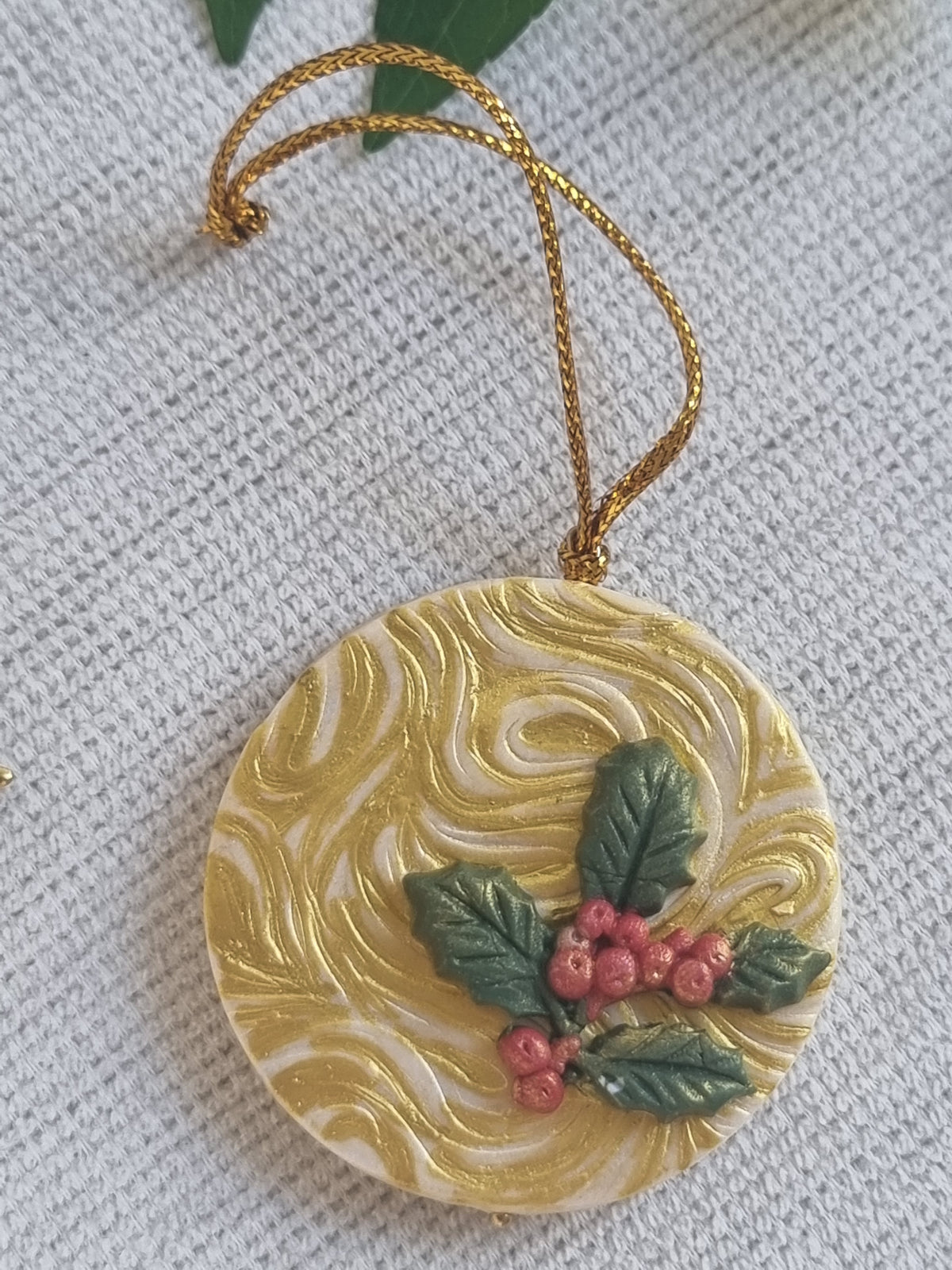 Golden Christmas Tree Deco Pair - Cross and Bauble