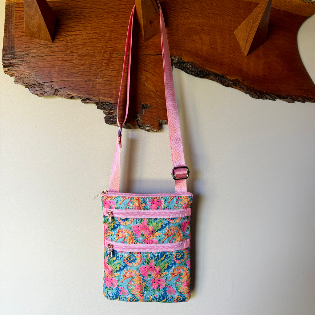Handmade Seahorse Crossbody Bag | 3 Zip Festival & Everyday Bag