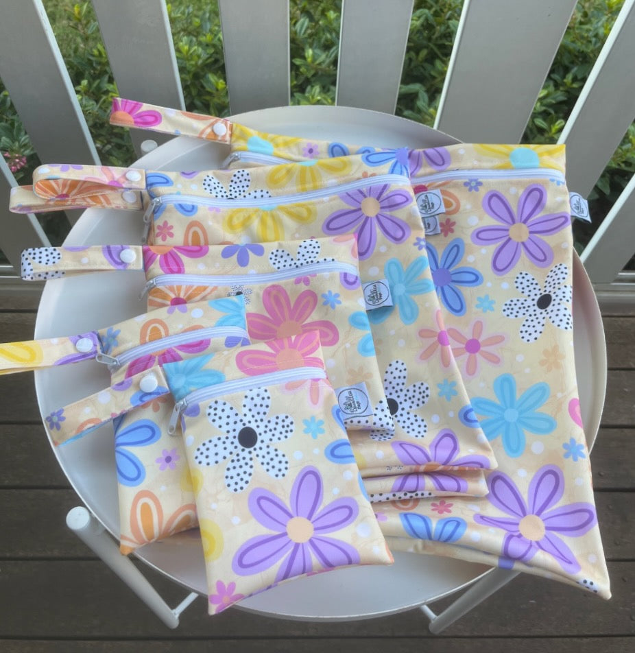 READY MADE Water-resistant wet bags - Blushing Blooms (Wonderland Design Co)  | Ready to ship | FREE Postage