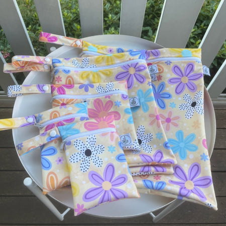 READY MADE Water-resistant wet bags - Blushing Blooms (Wonderland Design Co)  | Ready to ship | FREE Postage