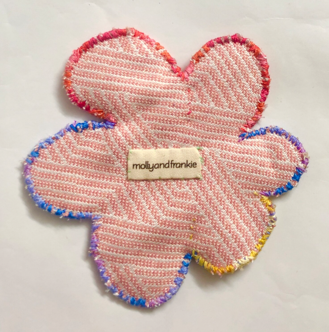 Slow Stitched Unique Flower Drink Coaster - Mauve