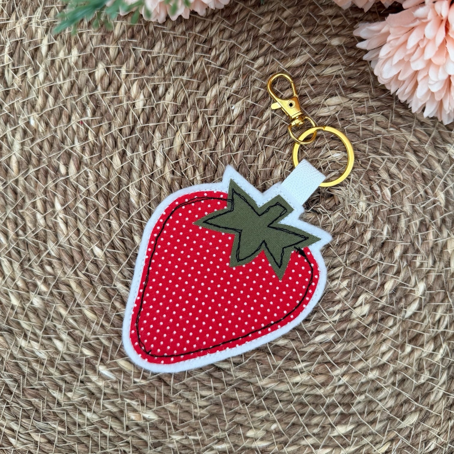 Personalised Strawberry Bag Charm - Keyring