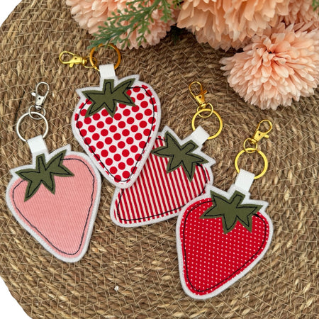 Personalised Strawberry Bag Charm - Keyring