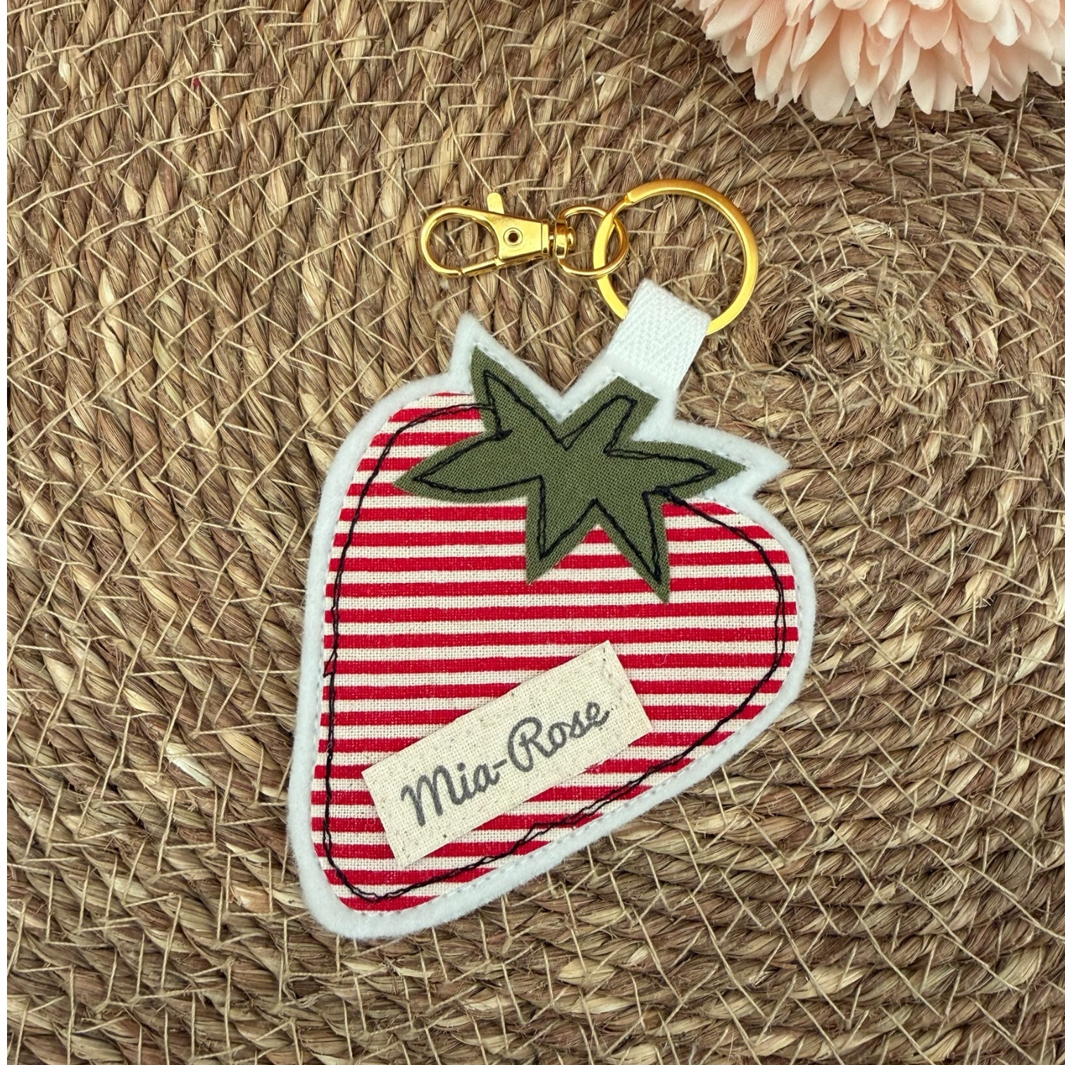 Personalised Strawberry Bag Charm - Keyring