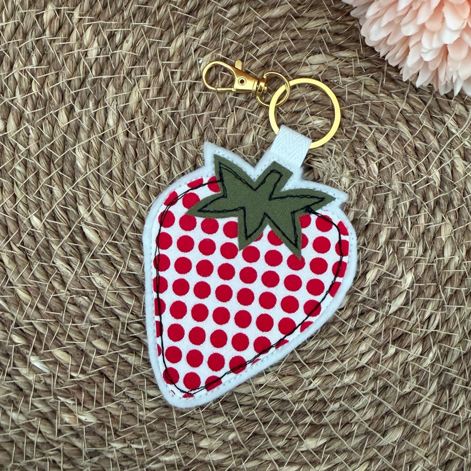 Personalised Strawberry Bag Charm - Keyring