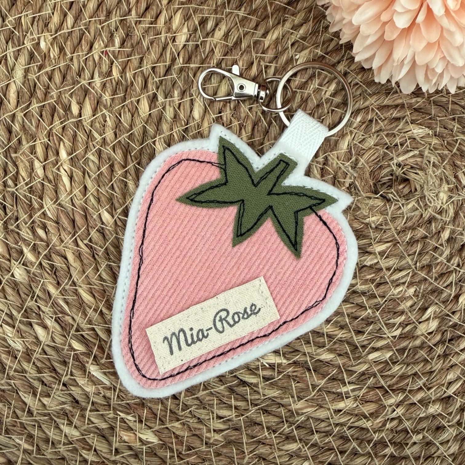 Personalised Strawberry Bag Charm - Keyring