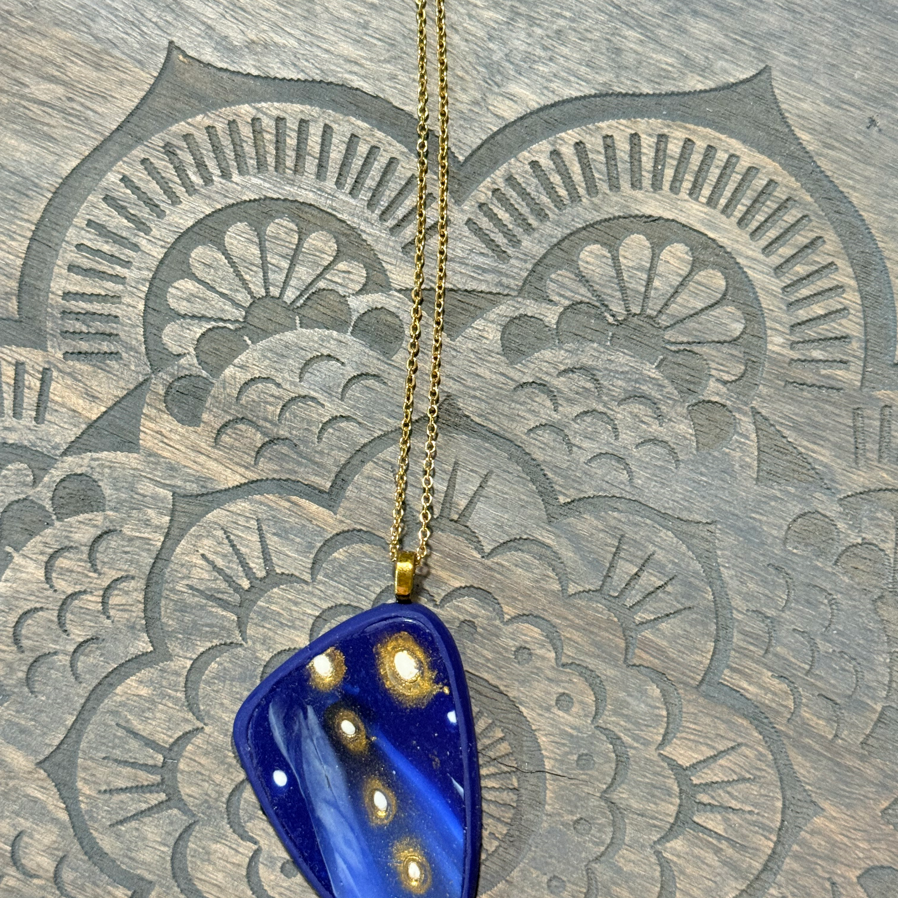 Galaxy Collection Polymer Clay Pendant Necklaces | Handmade Blue Abstract Statement Jewellery