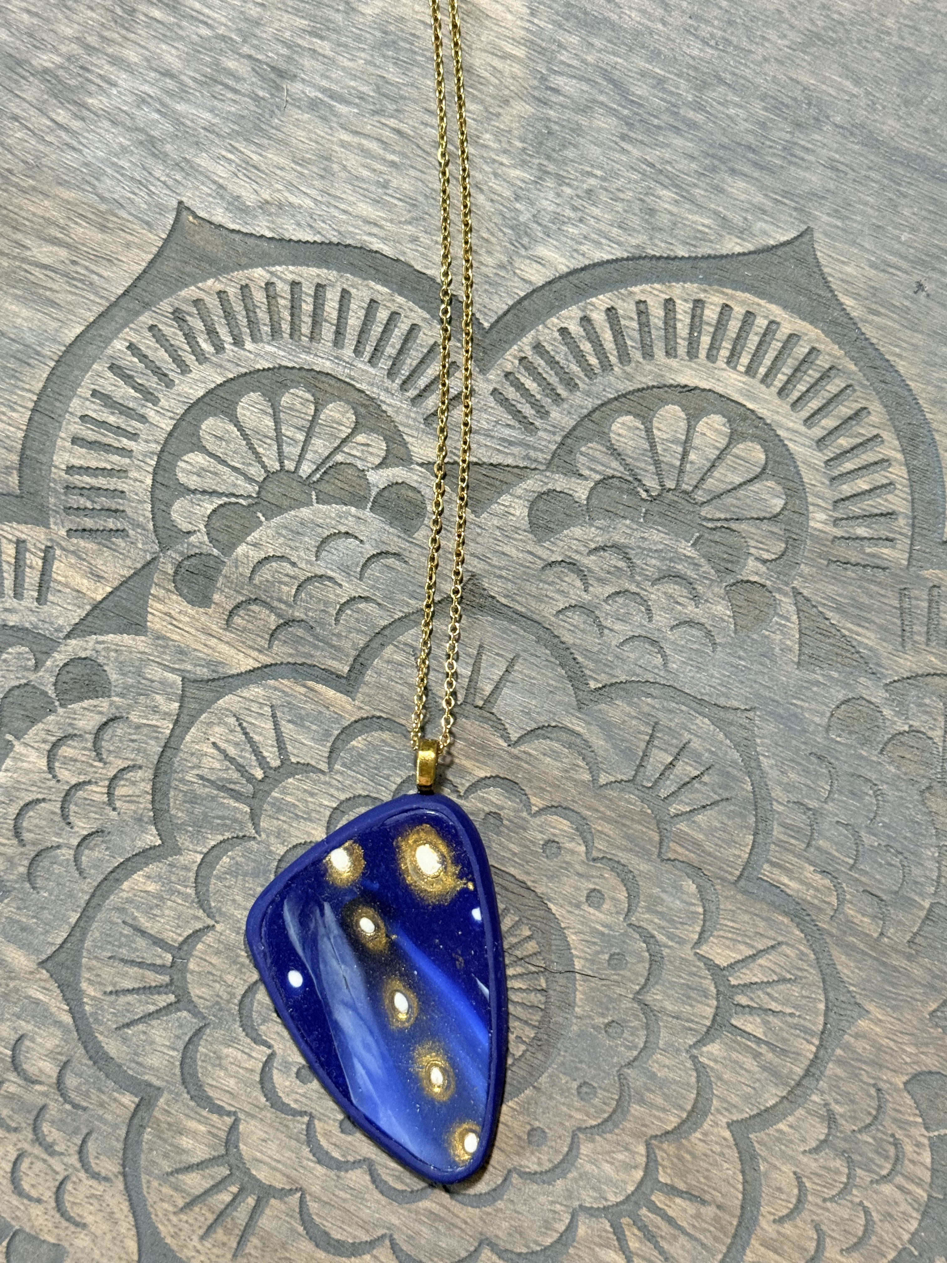 Galaxy Collection Polymer Clay Pendant Necklaces | Handmade Blue Abstract Statement Jewellery