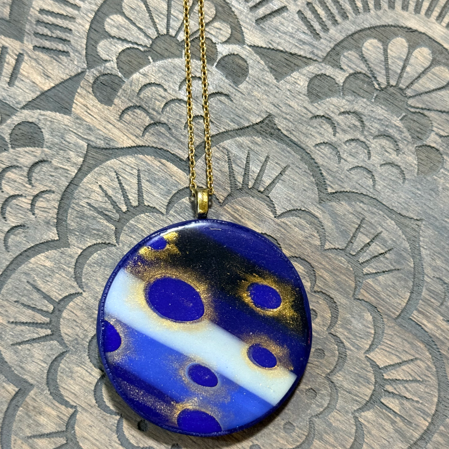 Galaxy Collection Polymer Clay Pendant Necklaces | Handmade Blue Abstract Statement Jewellery