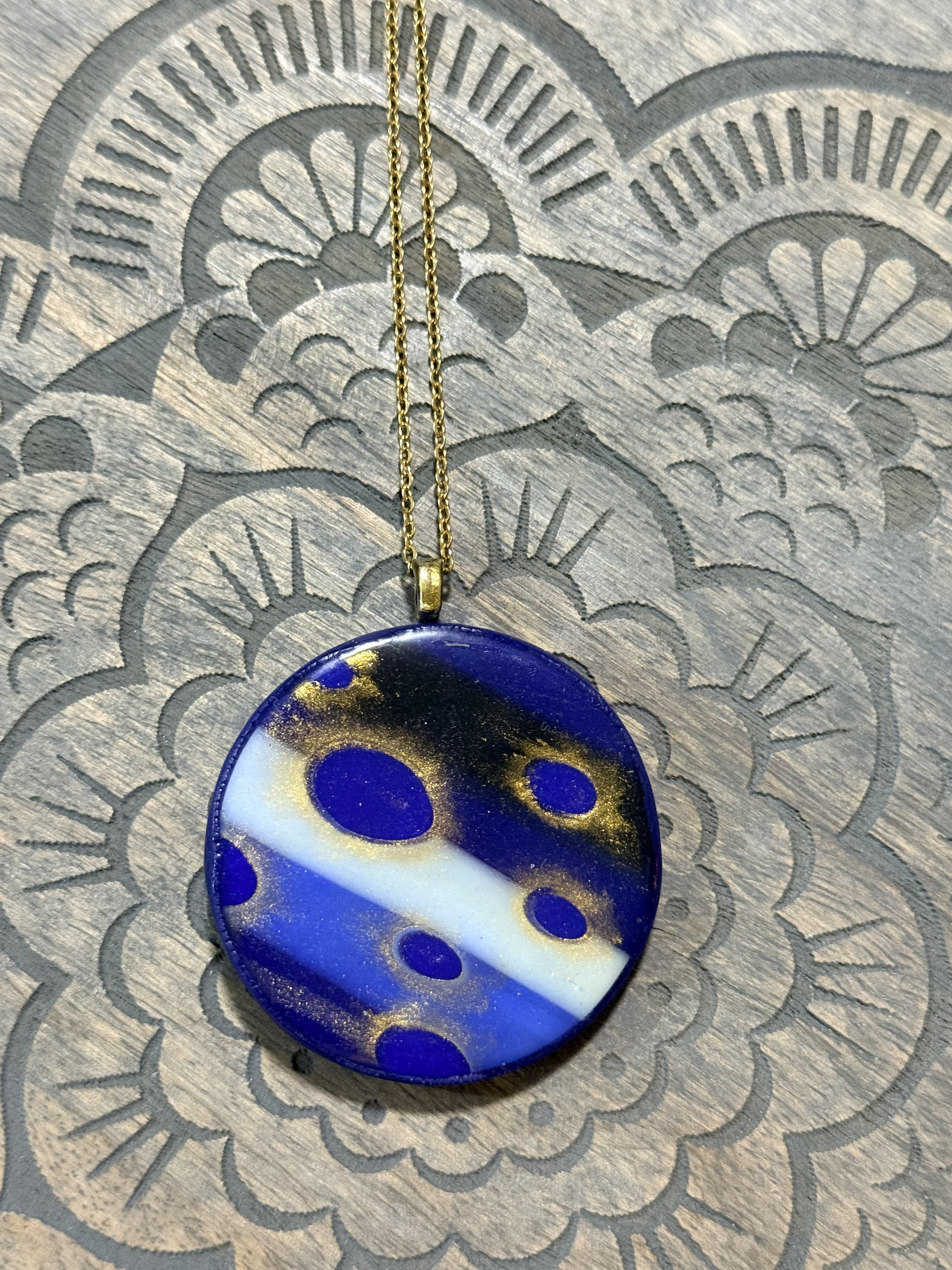 Galaxy Collection Polymer Clay Pendant Necklaces | Handmade Blue Abstract Statement Jewellery