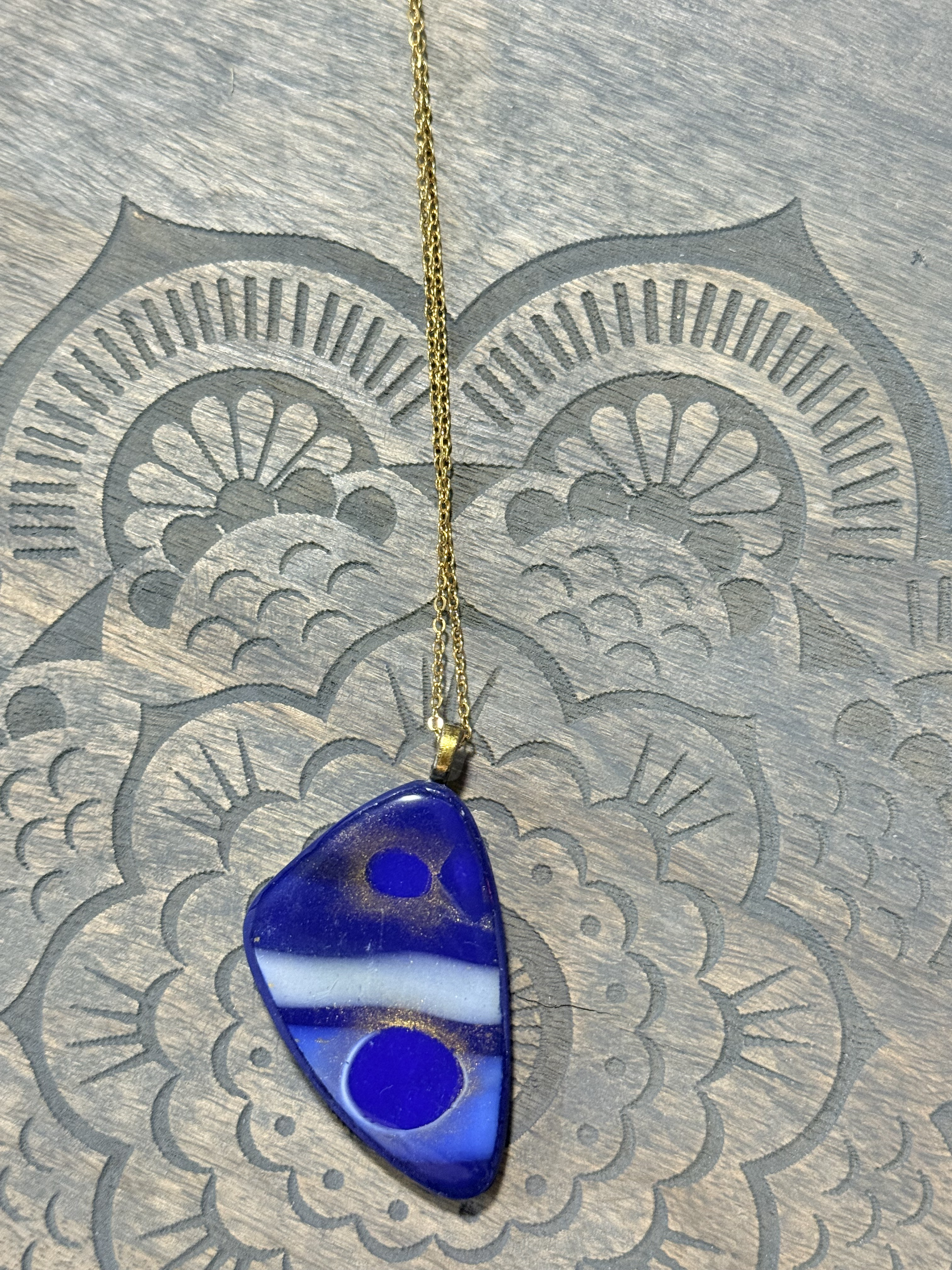 Galaxy Collection Polymer Clay Pendant Necklaces | Handmade Blue Abstract Statement Jewellery