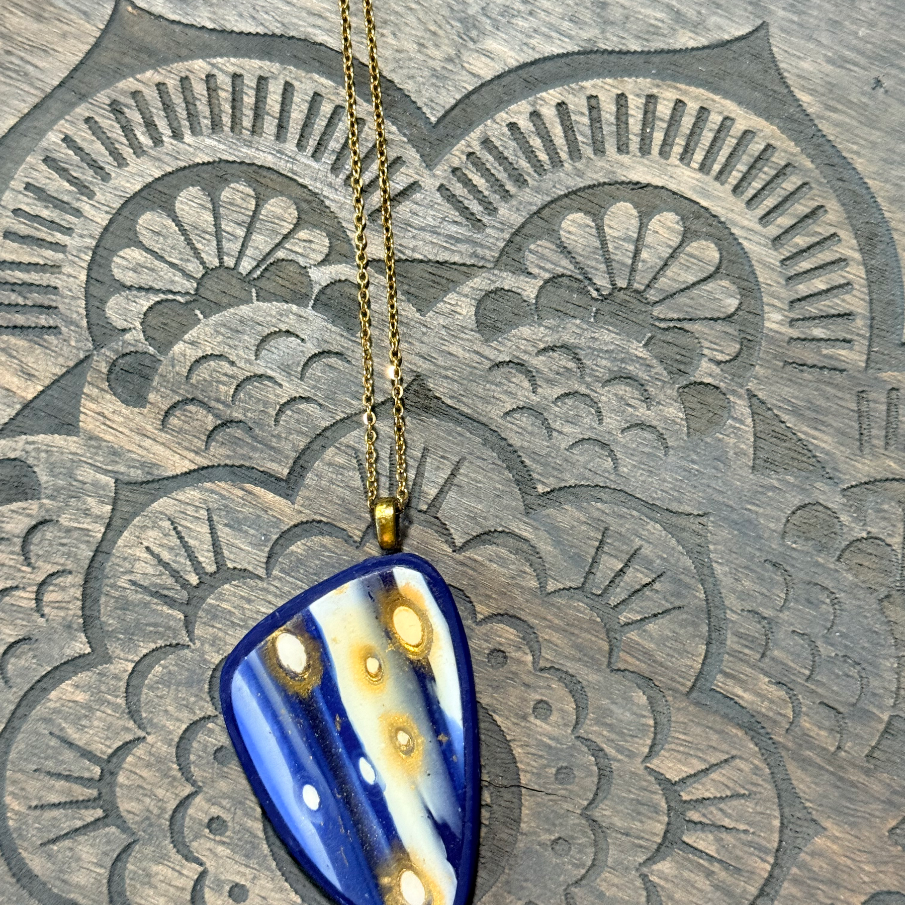 Galaxy Collection Polymer Clay Pendant Necklaces | Handmade Blue Abstract Statement Jewellery
