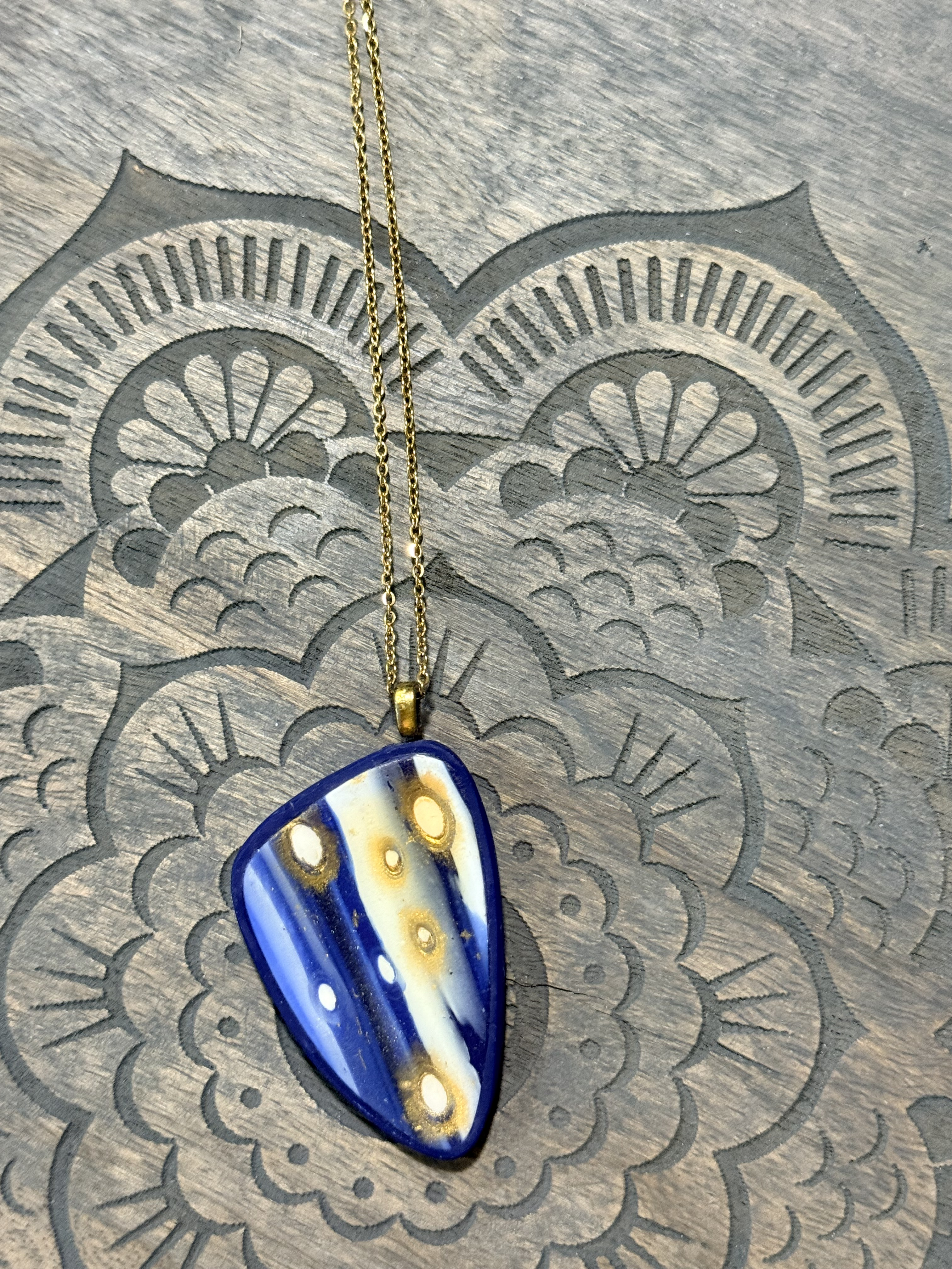 Galaxy Collection Polymer Clay Pendant Necklaces | Handmade Blue Abstract Statement Jewellery