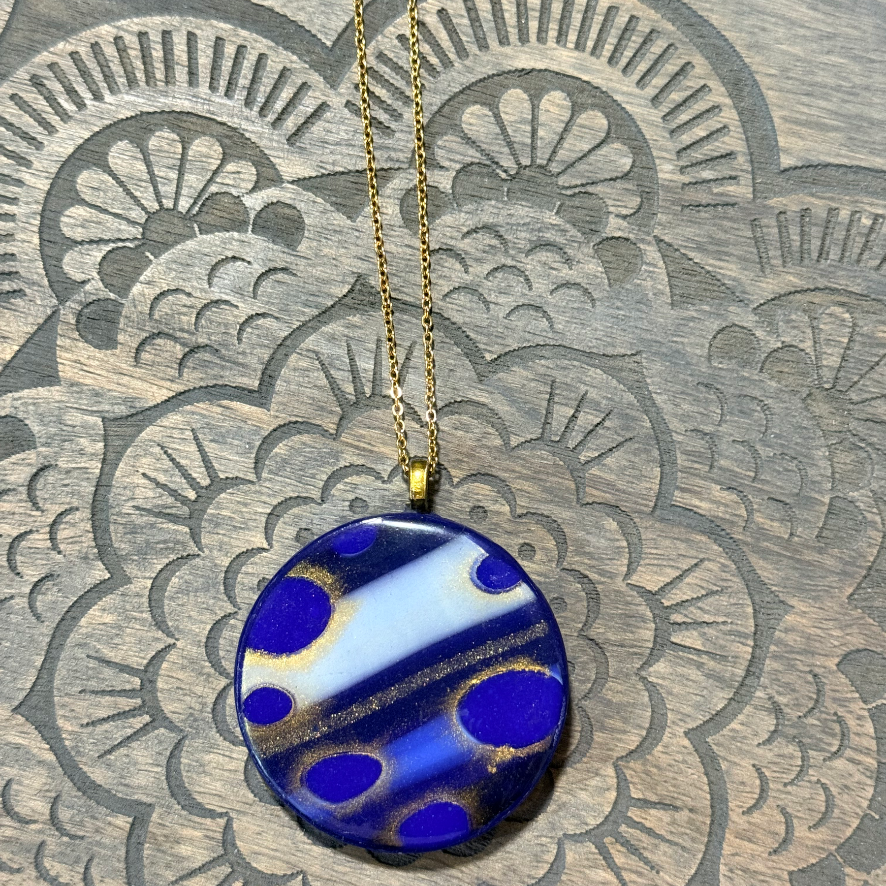 Galaxy Collection Polymer Clay Pendant Necklaces | Handmade Blue Abstract Statement Jewellery