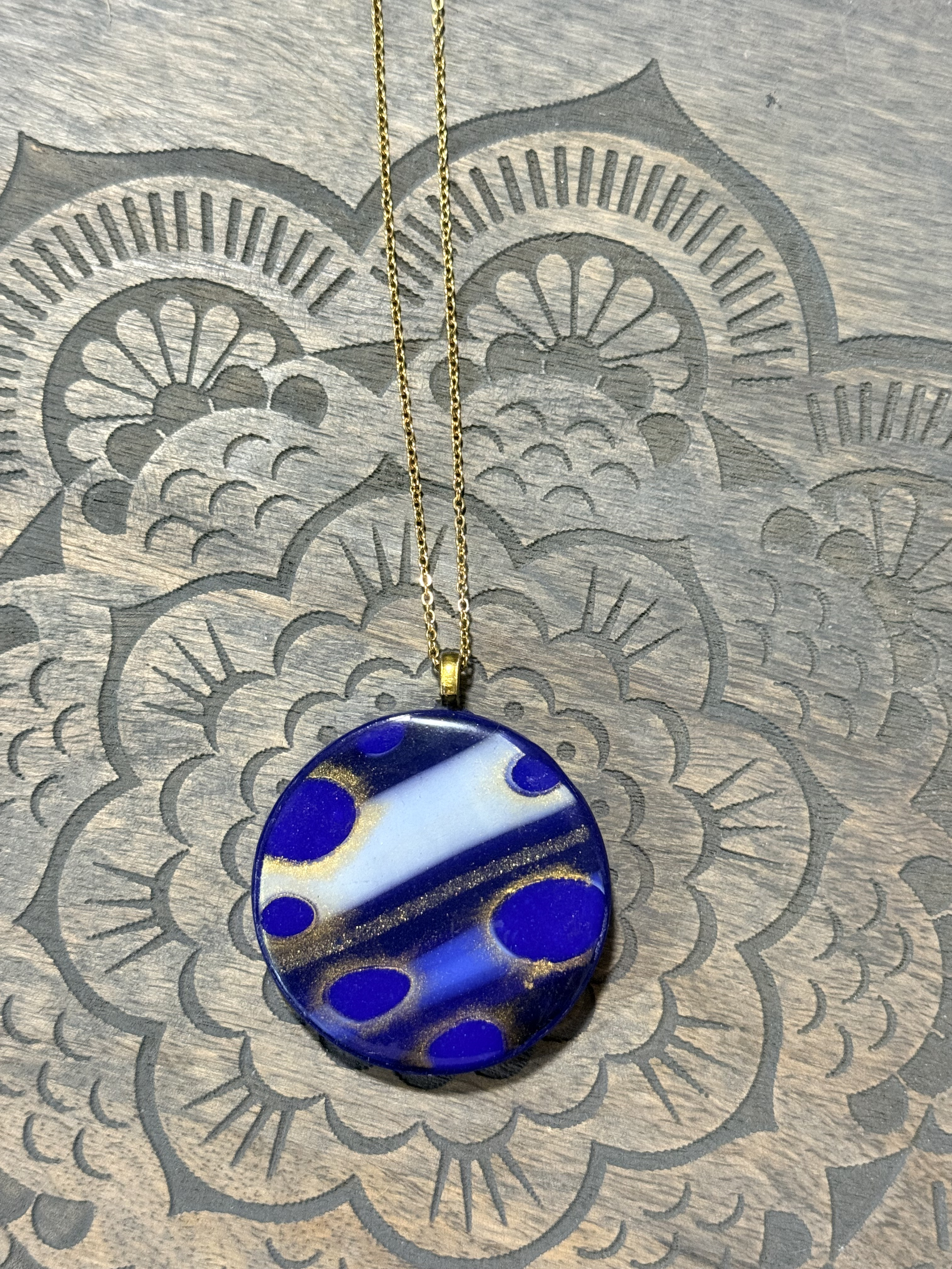 Galaxy Collection Polymer Clay Pendant Necklaces | Handmade Blue Abstract Statement Jewellery