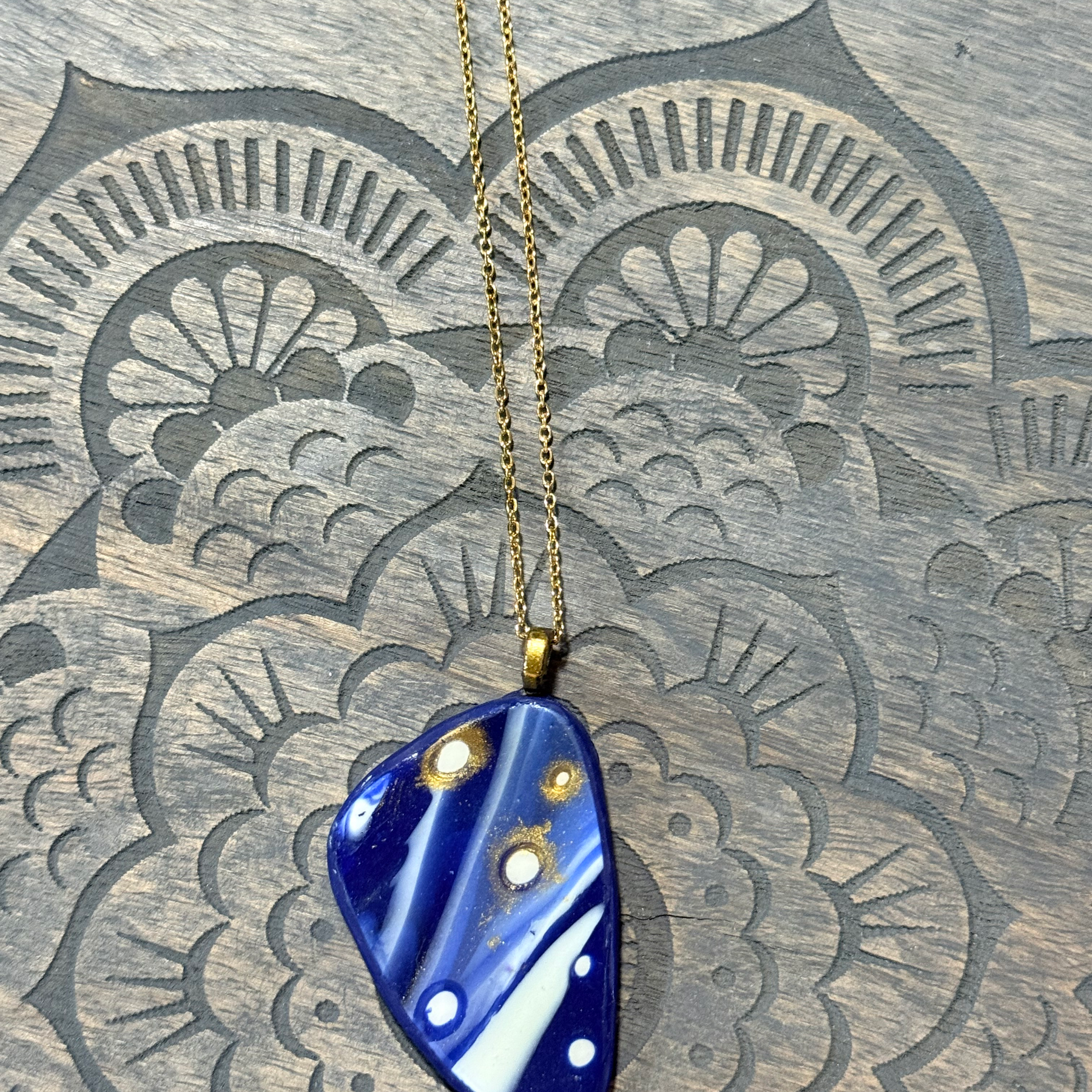 Galaxy Collection Polymer Clay Pendant Necklaces | Handmade Blue Abstract Statement Jewellery