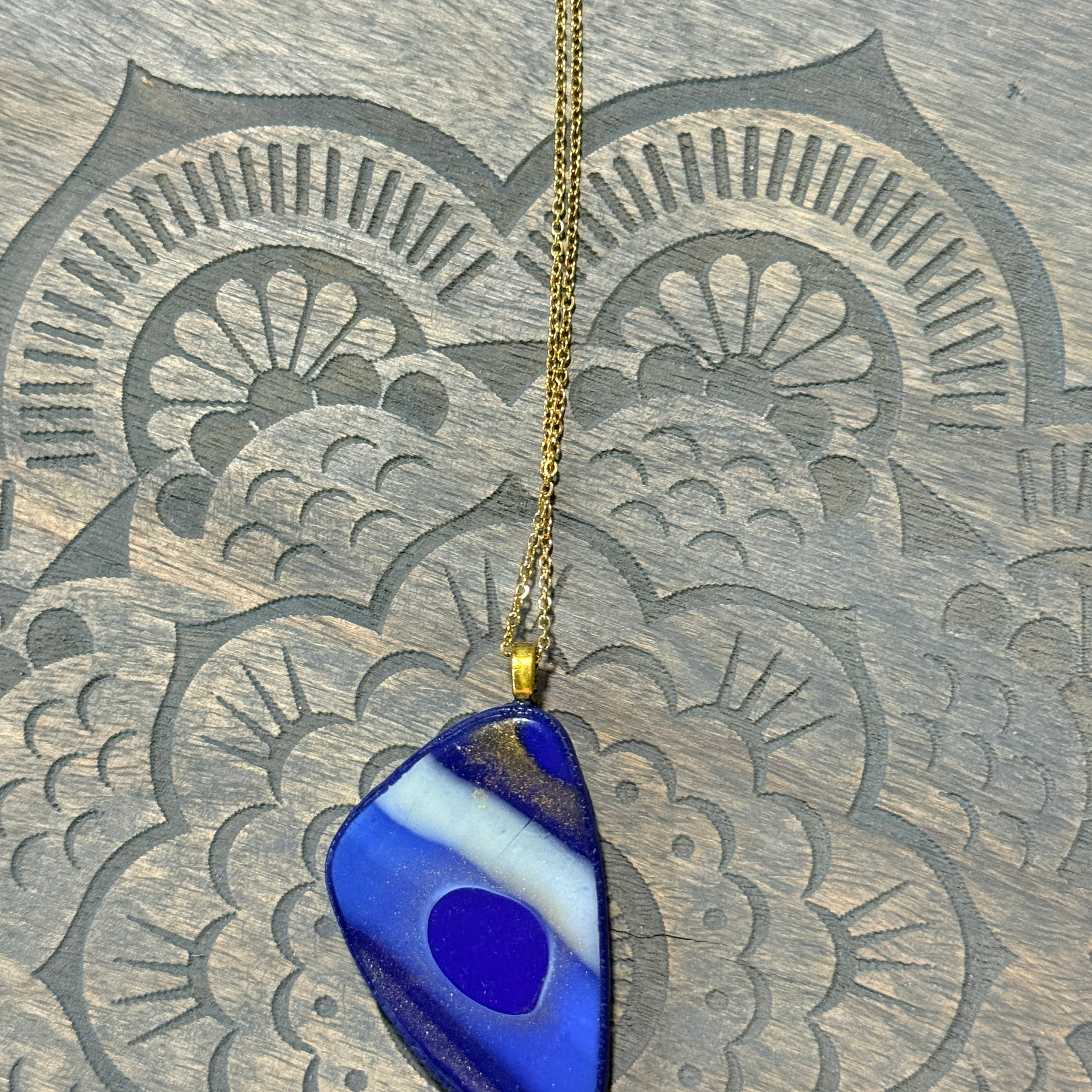 Galaxy Collection Polymer Clay Pendant Necklaces | Handmade Blue Abstract Statement Jewellery