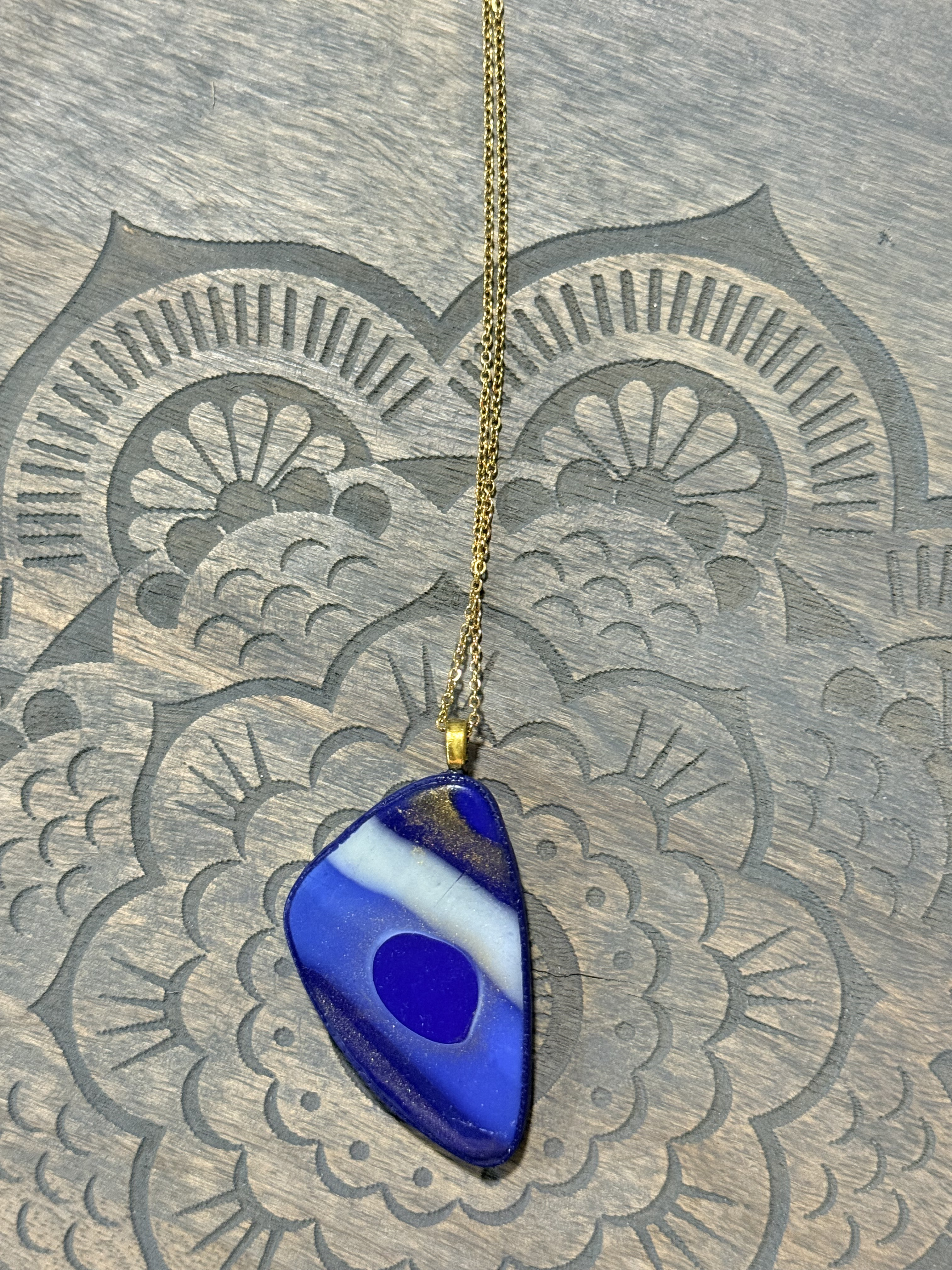 Galaxy Collection Polymer Clay Pendant Necklaces | Handmade Blue Abstract Statement Jewellery
