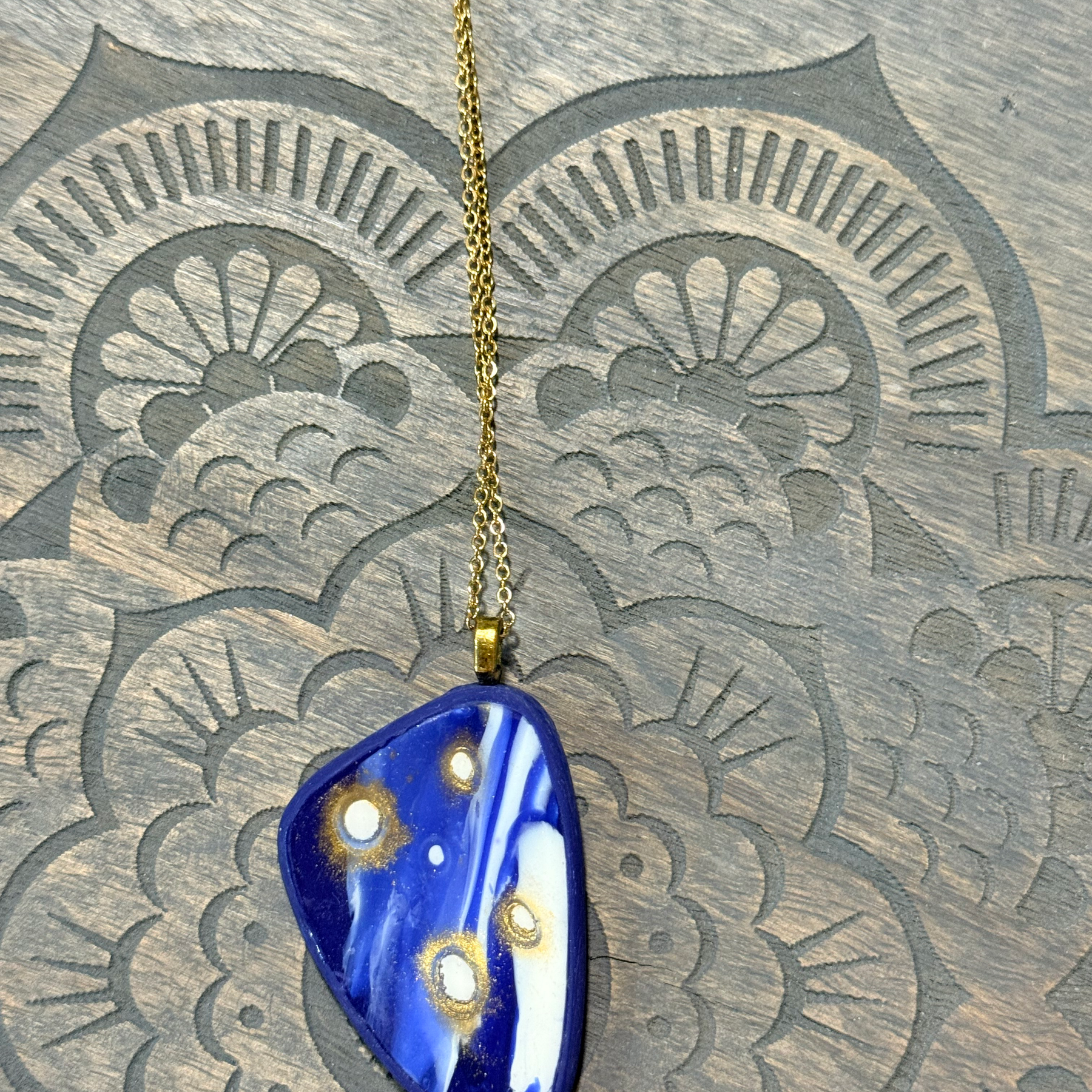 Galaxy Collection Polymer Clay Pendant Necklaces | Handmade Blue Abstract Statement Jewellery
