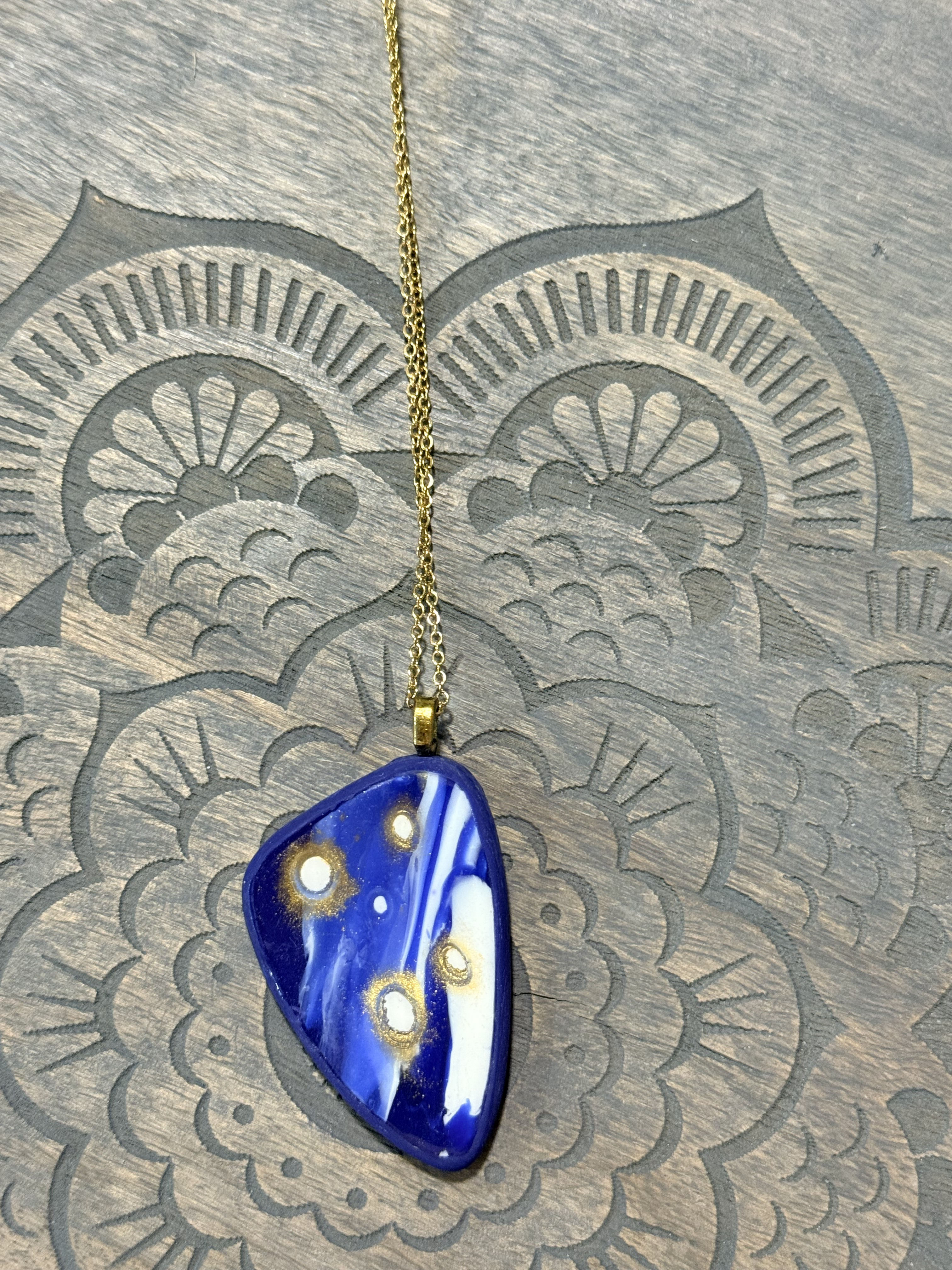 Galaxy Collection Polymer Clay Pendant Necklaces | Handmade Blue Abstract Statement Jewellery