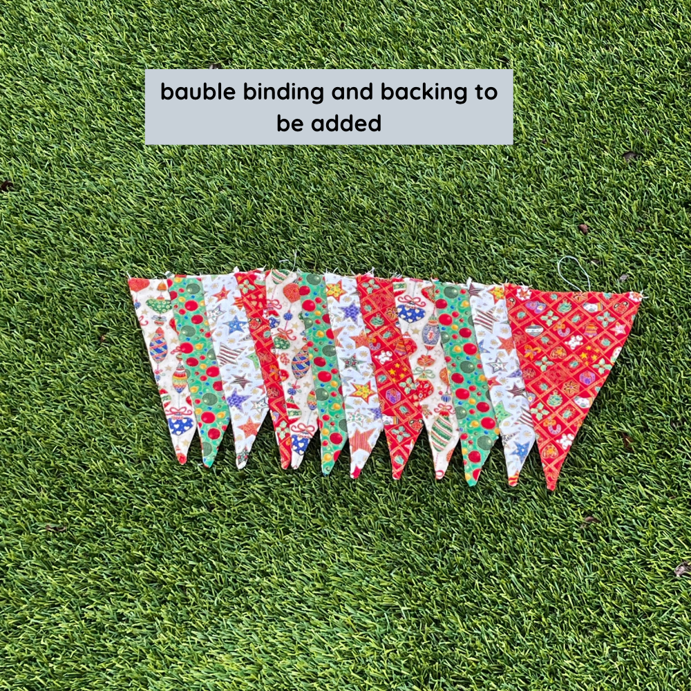 Handmade Bunting | Christmas | Stars | Baubles | Trees | 12 flags | double sided
