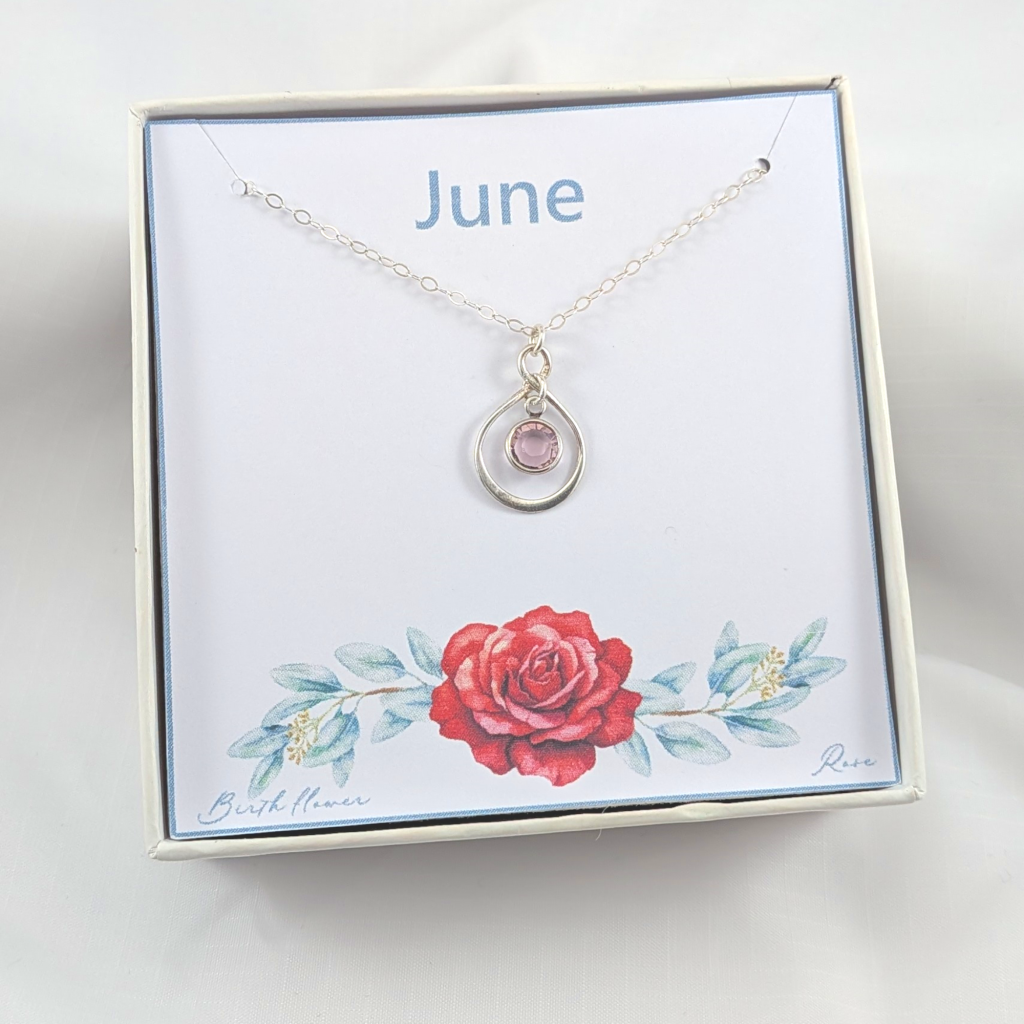 Birthstone Sterling Silver Necklace Choose Your Birth Month