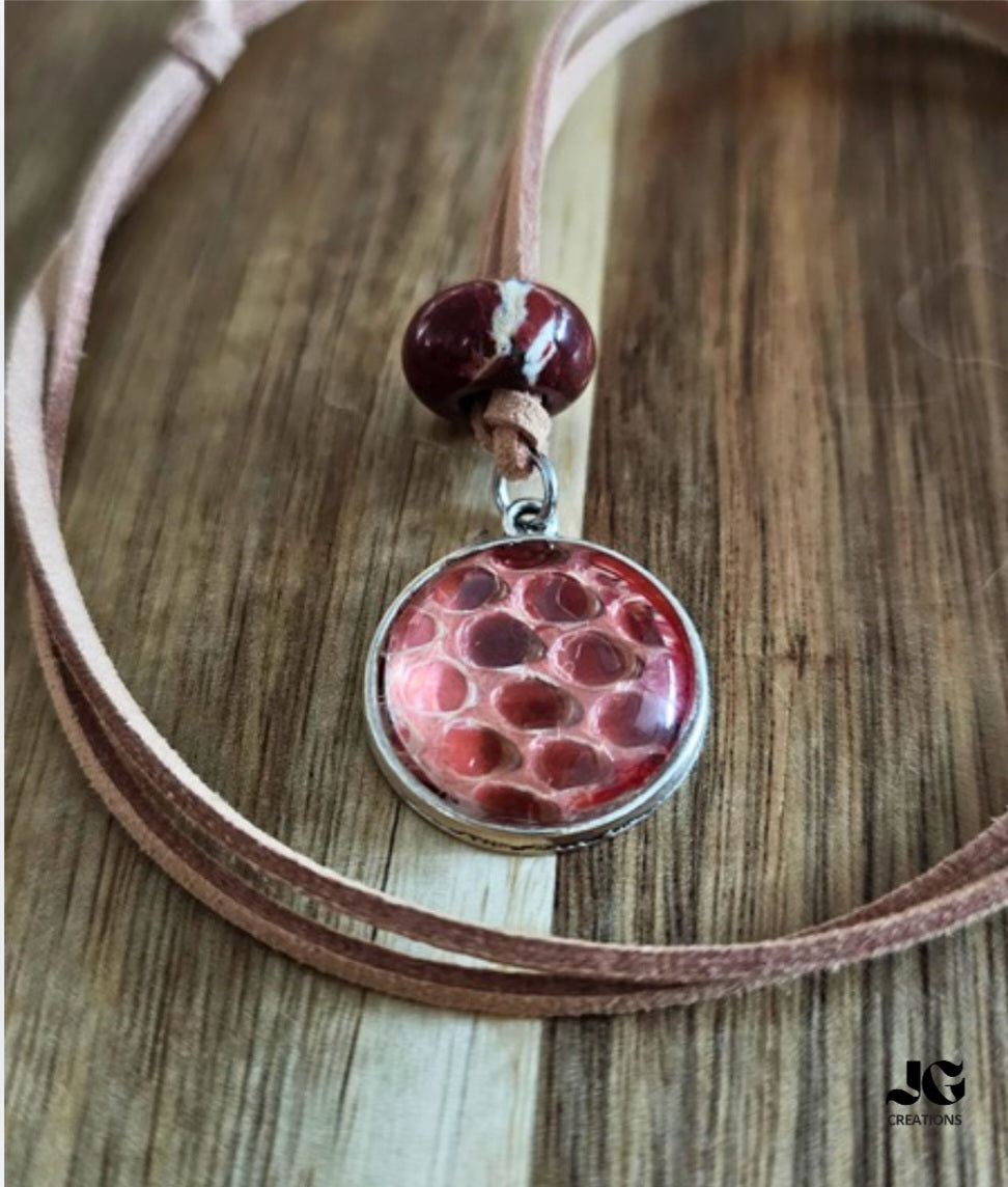 Ready to Ship Hand-Painted Snakeskin Pendant Necklace