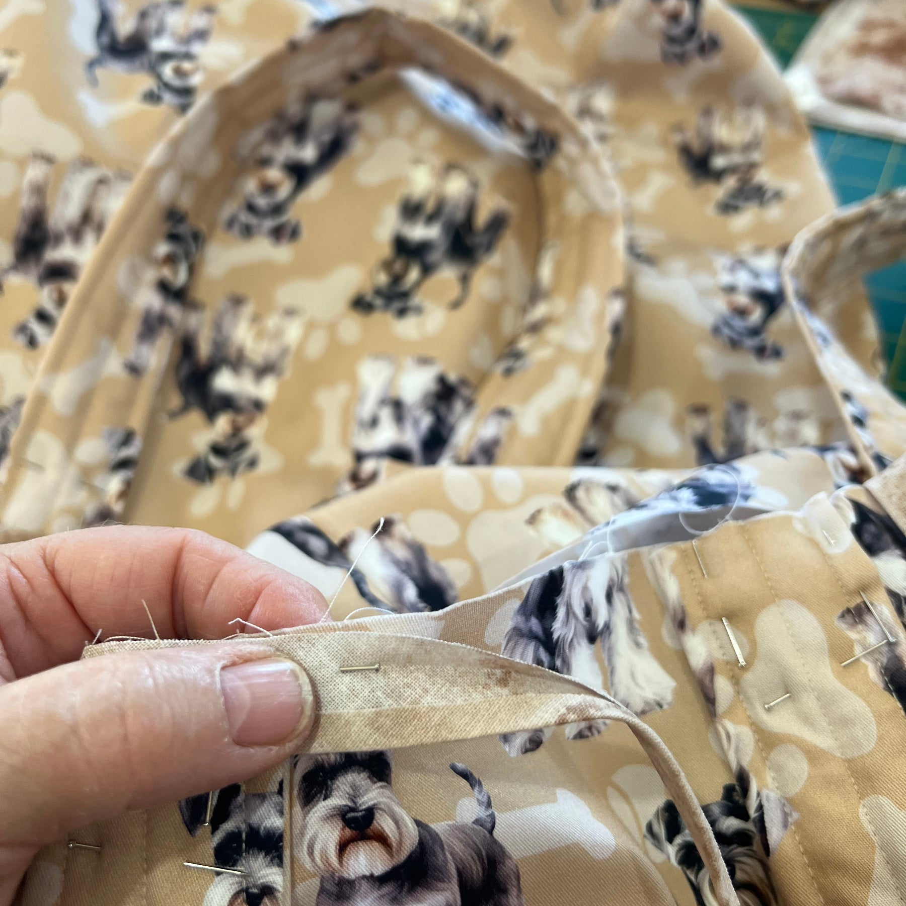 Grocery Tote ... Schnauzer ... Lined with storage bag