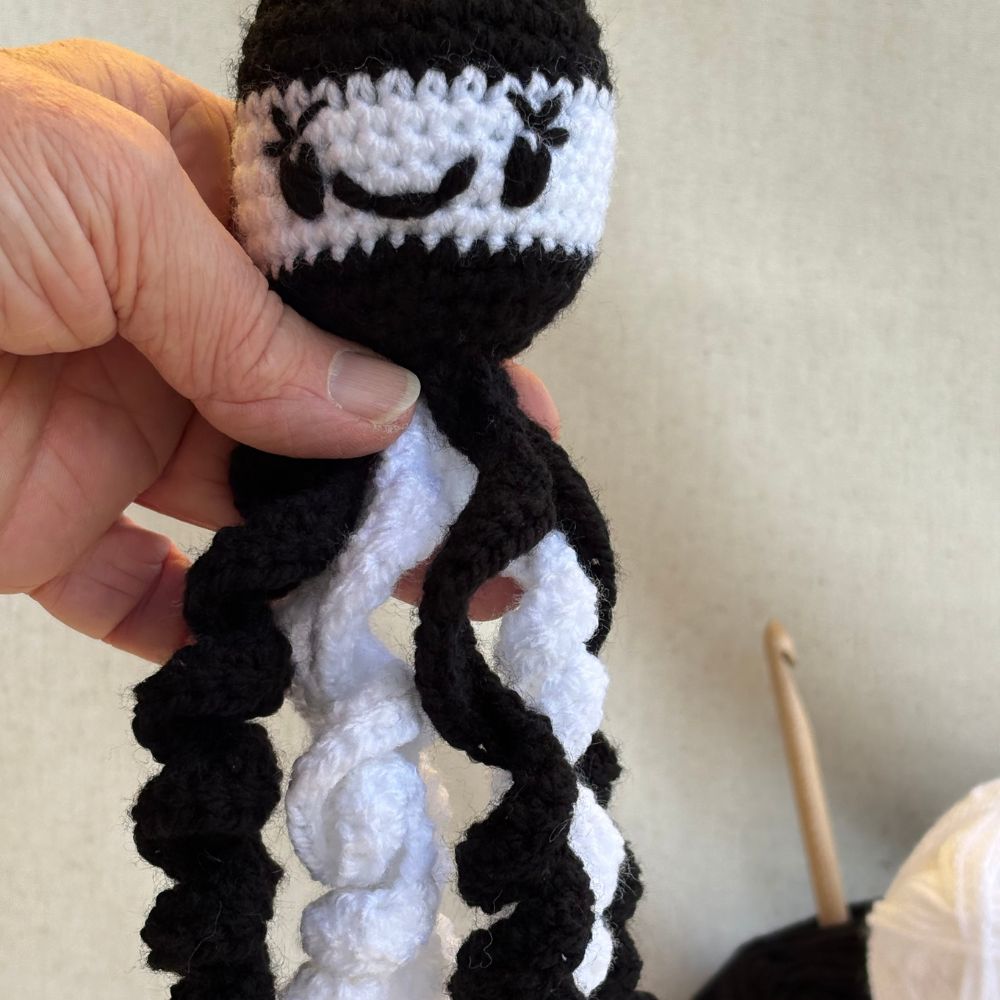 'OLLIE' Crochet Octopus - Black & White Contrast