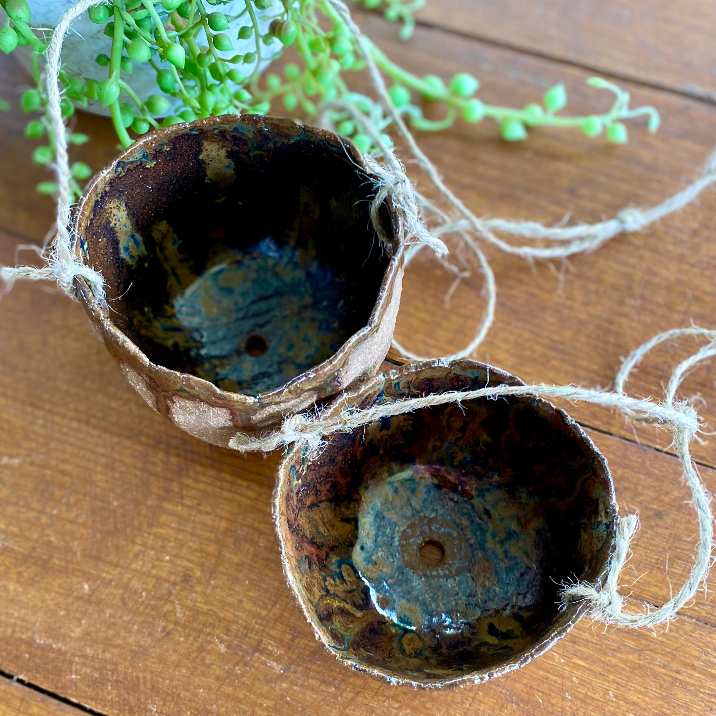 Handmade Organic Pinch Pot Plant Hangers|Pottery