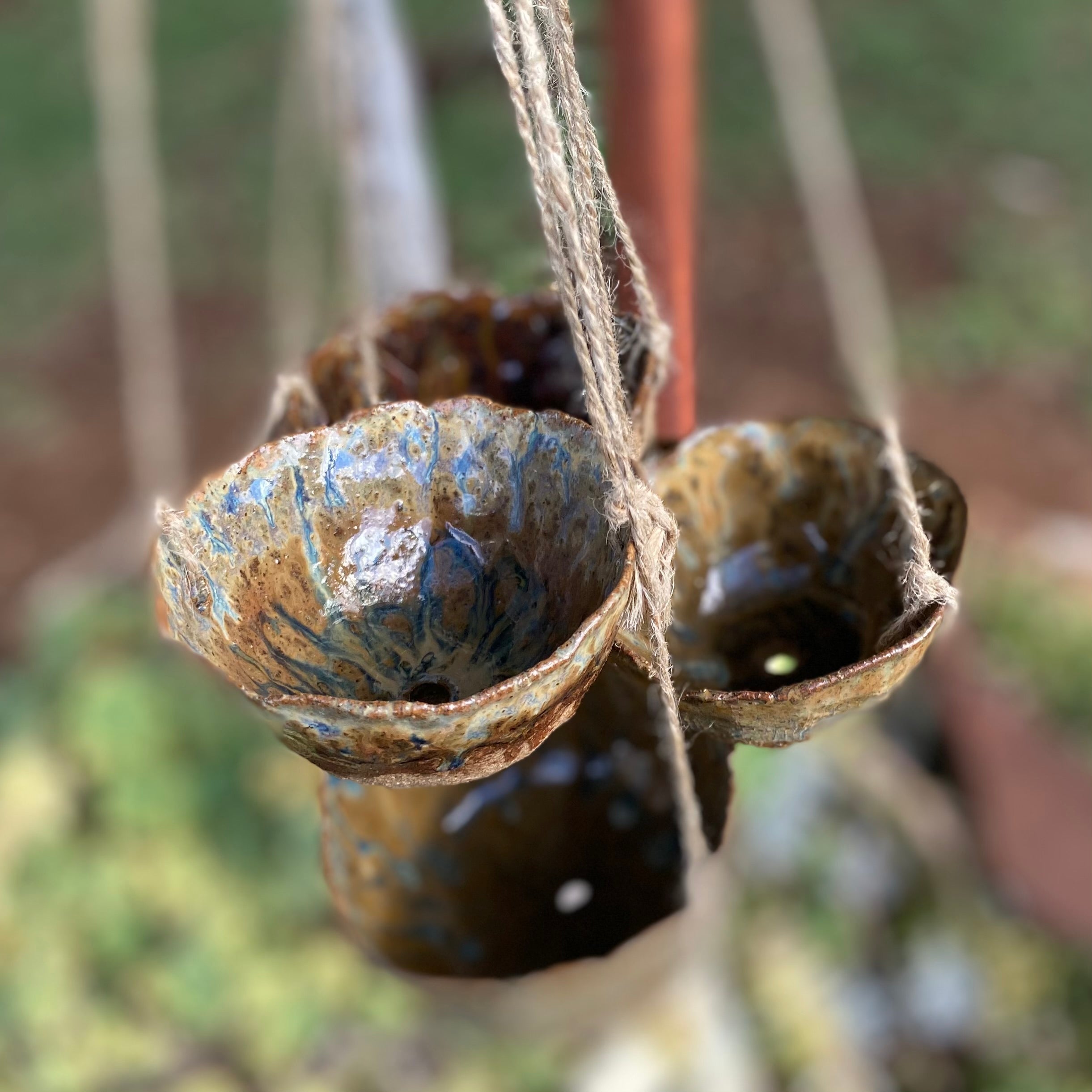Handmade Organic Pinch Pot Plant Hangers|Pottery