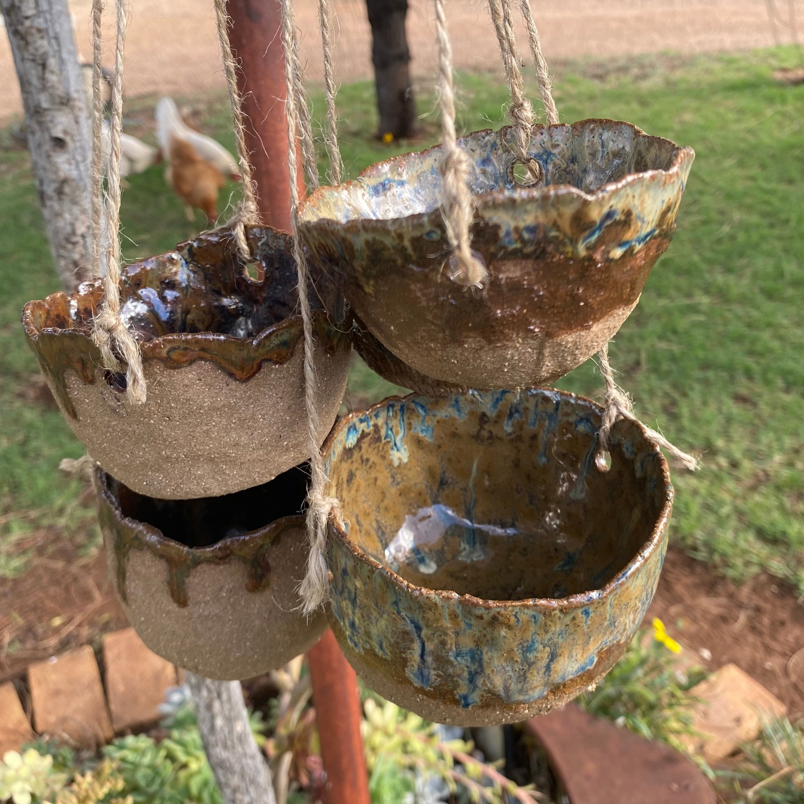 Handmade Organic Pinch Pot Plant Hangers|Pottery