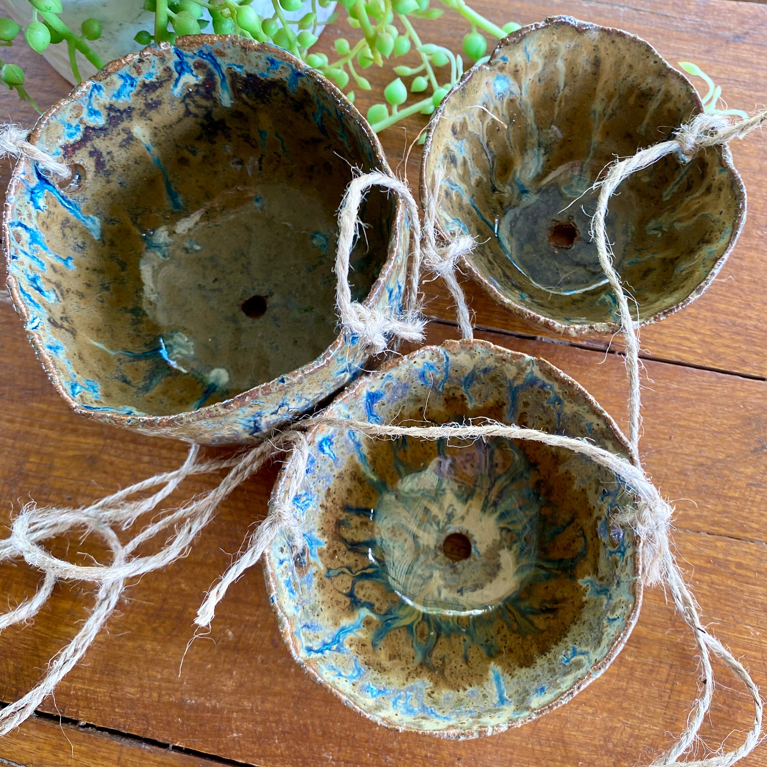 Handmade Organic Pinch Pot Plant Hangers|Pottery