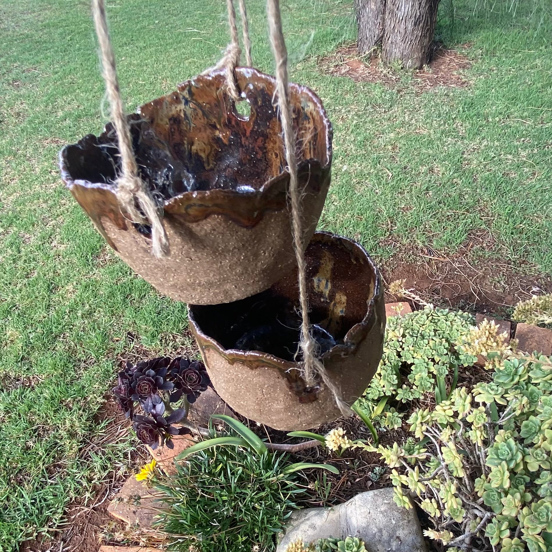 Handmade Organic Pinch Pot Plant Hangers|Pottery