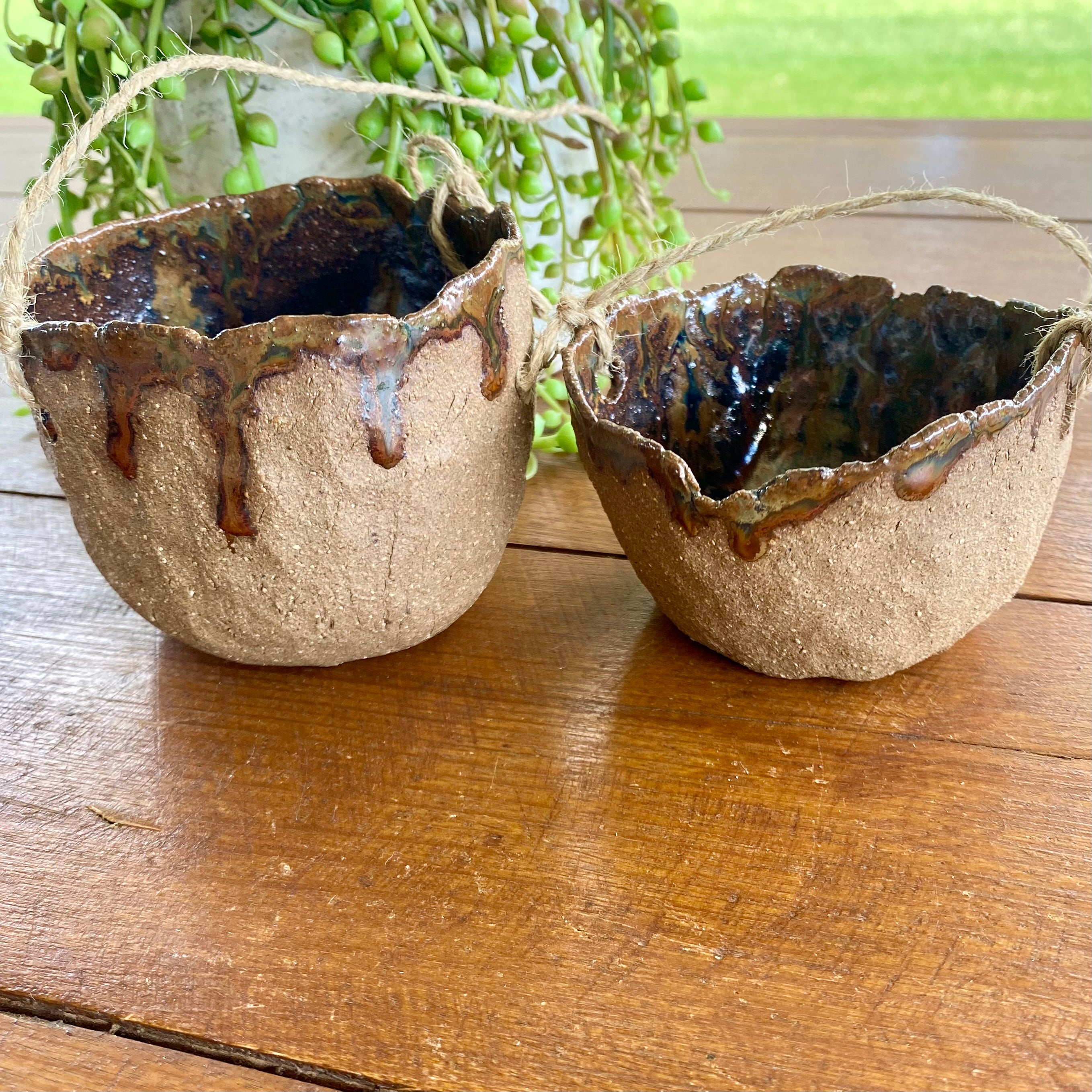 Handmade Organic Pinch Pot Plant Hangers|Pottery