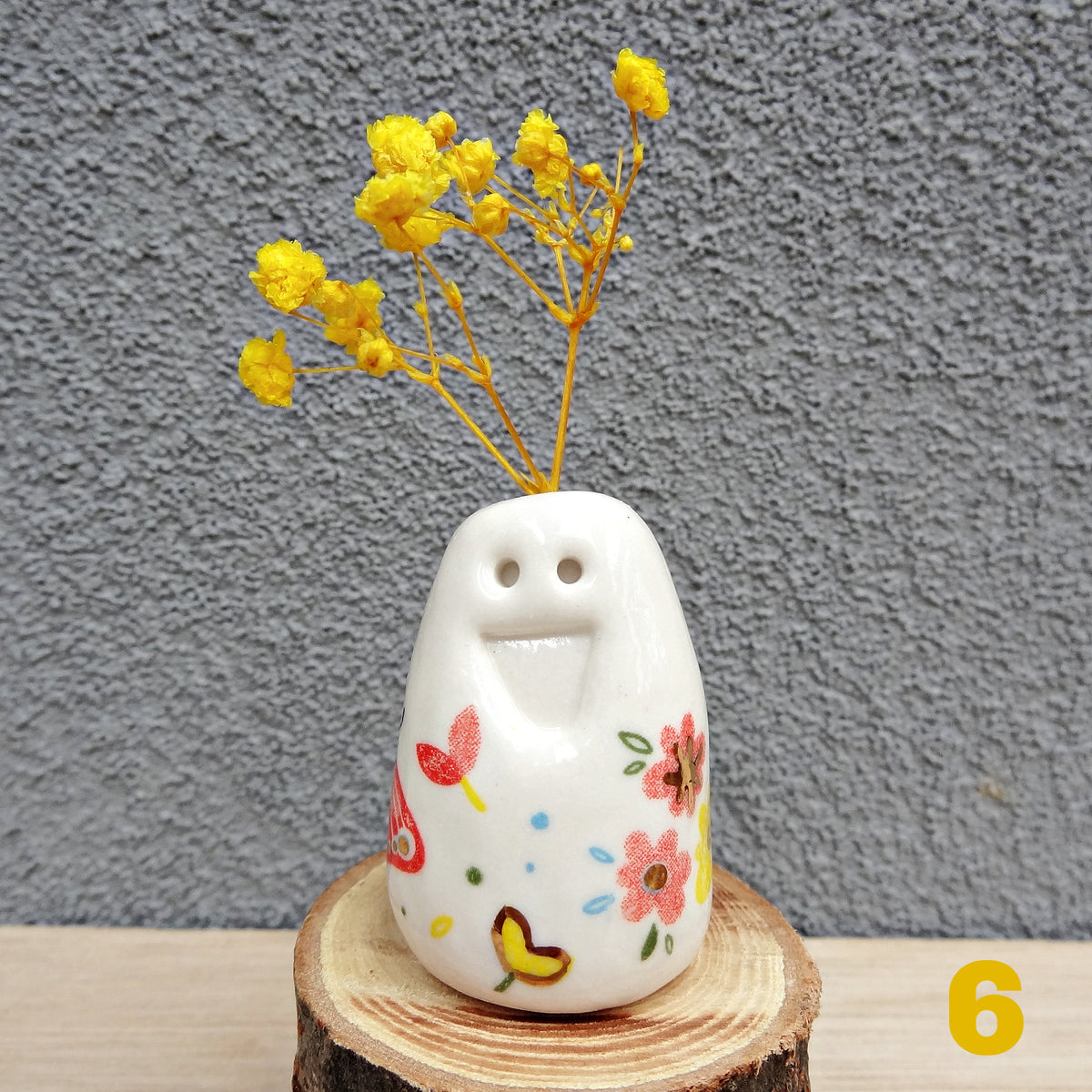Flower Pebble Pets - Cute ceramic desk buddy - Mini pottery collectable