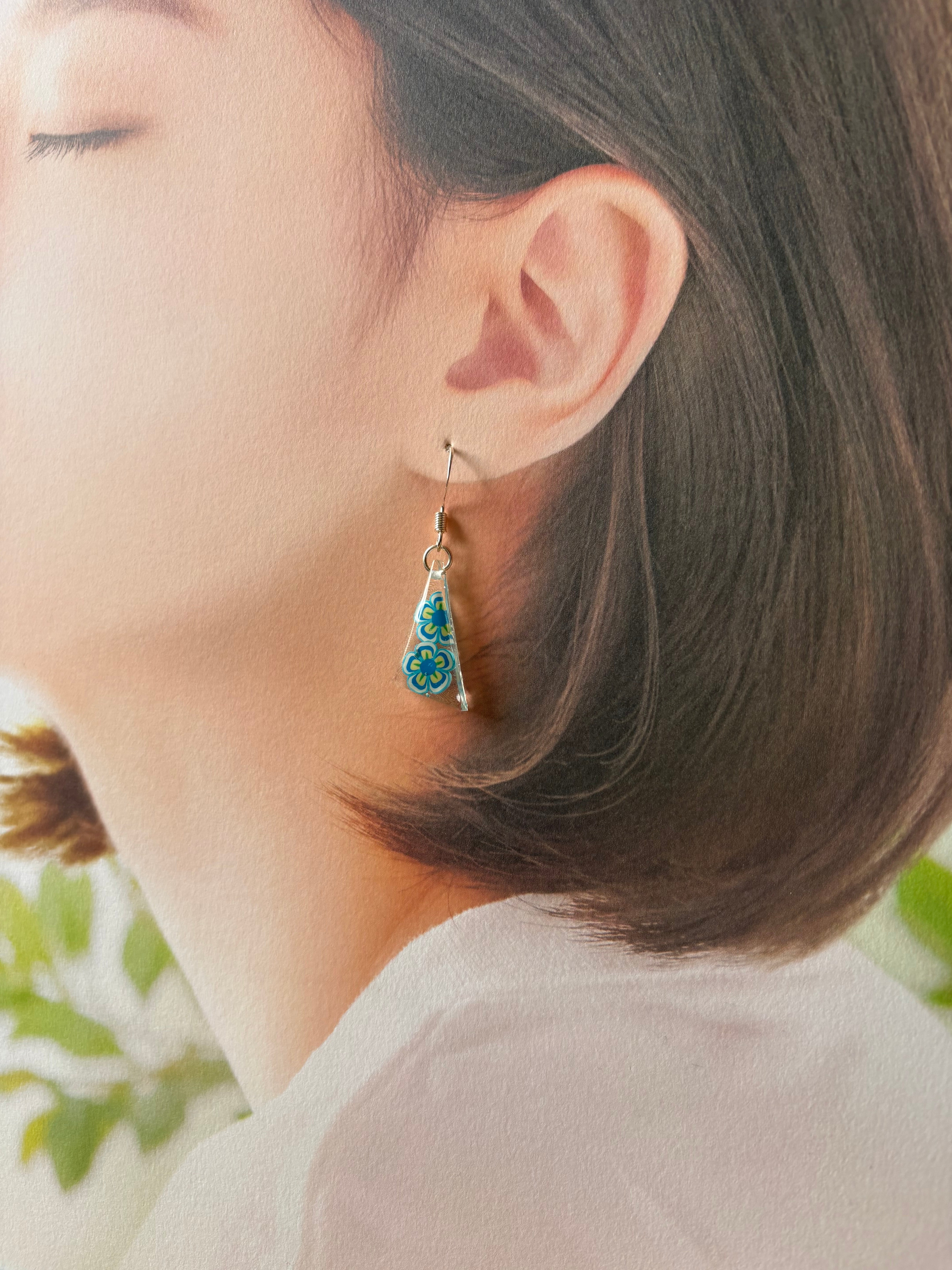 Light blue flowers resin earrings