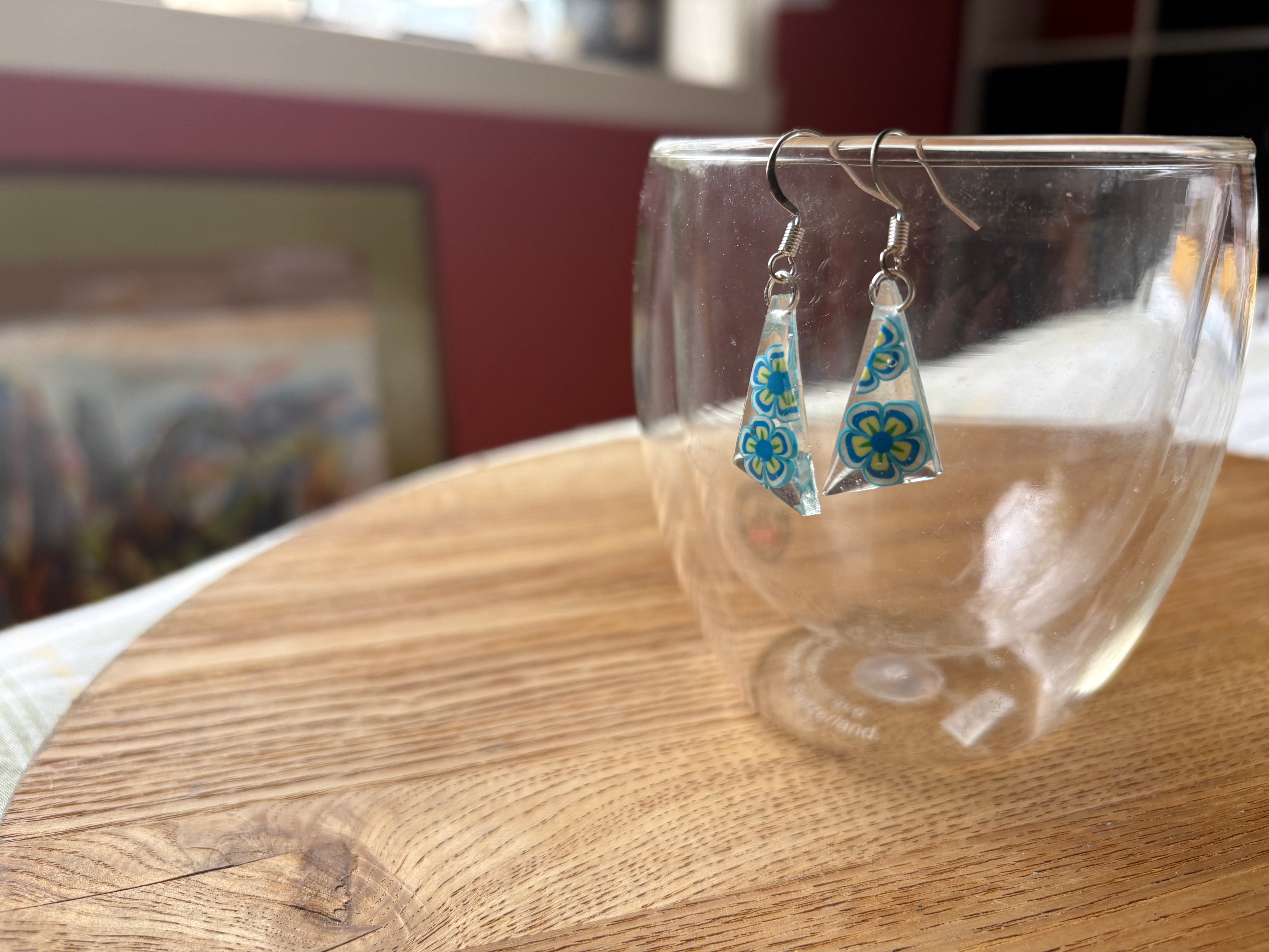 Light blue flowers resin earrings