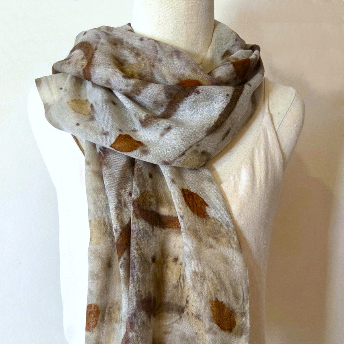 Fine Handloomed Pure Wool - Botanical Print Scarf/Wrap - The Marlee