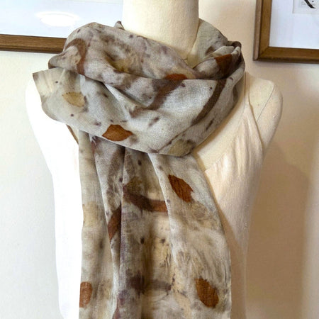 The Marlee - Fine Handloomed Wool Ecoprint Scarf/Wrap