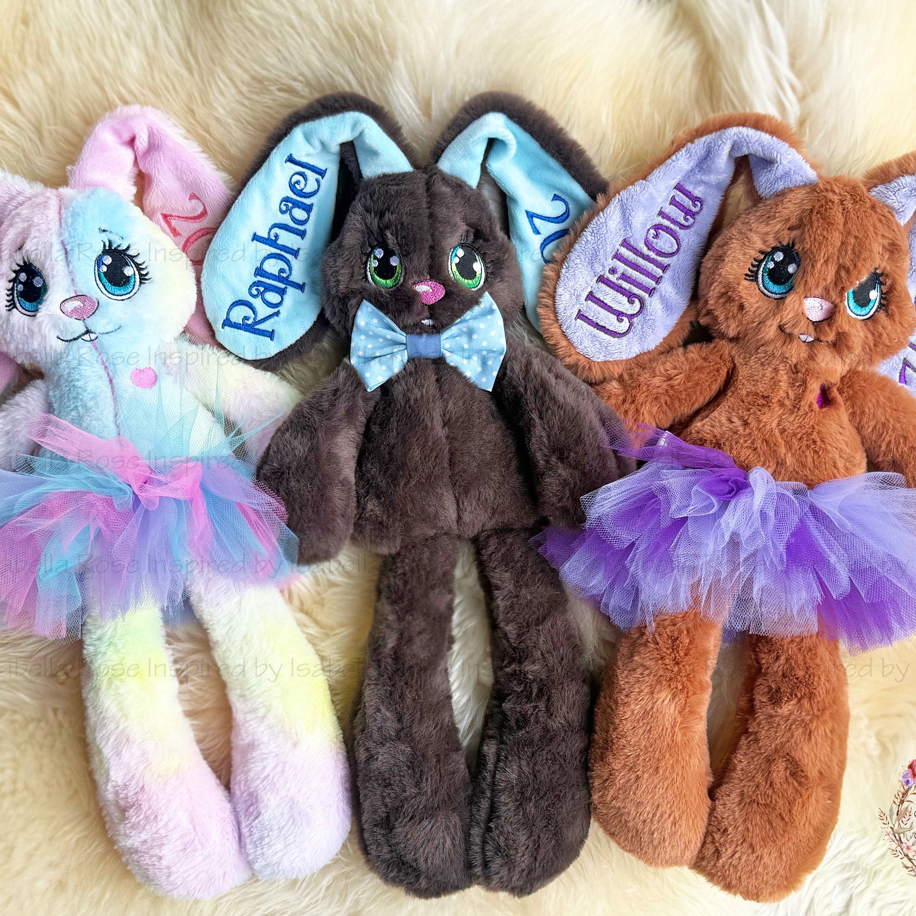 Soft fluffy Bunny, Embroidered Name, 1st Easter, Made to order