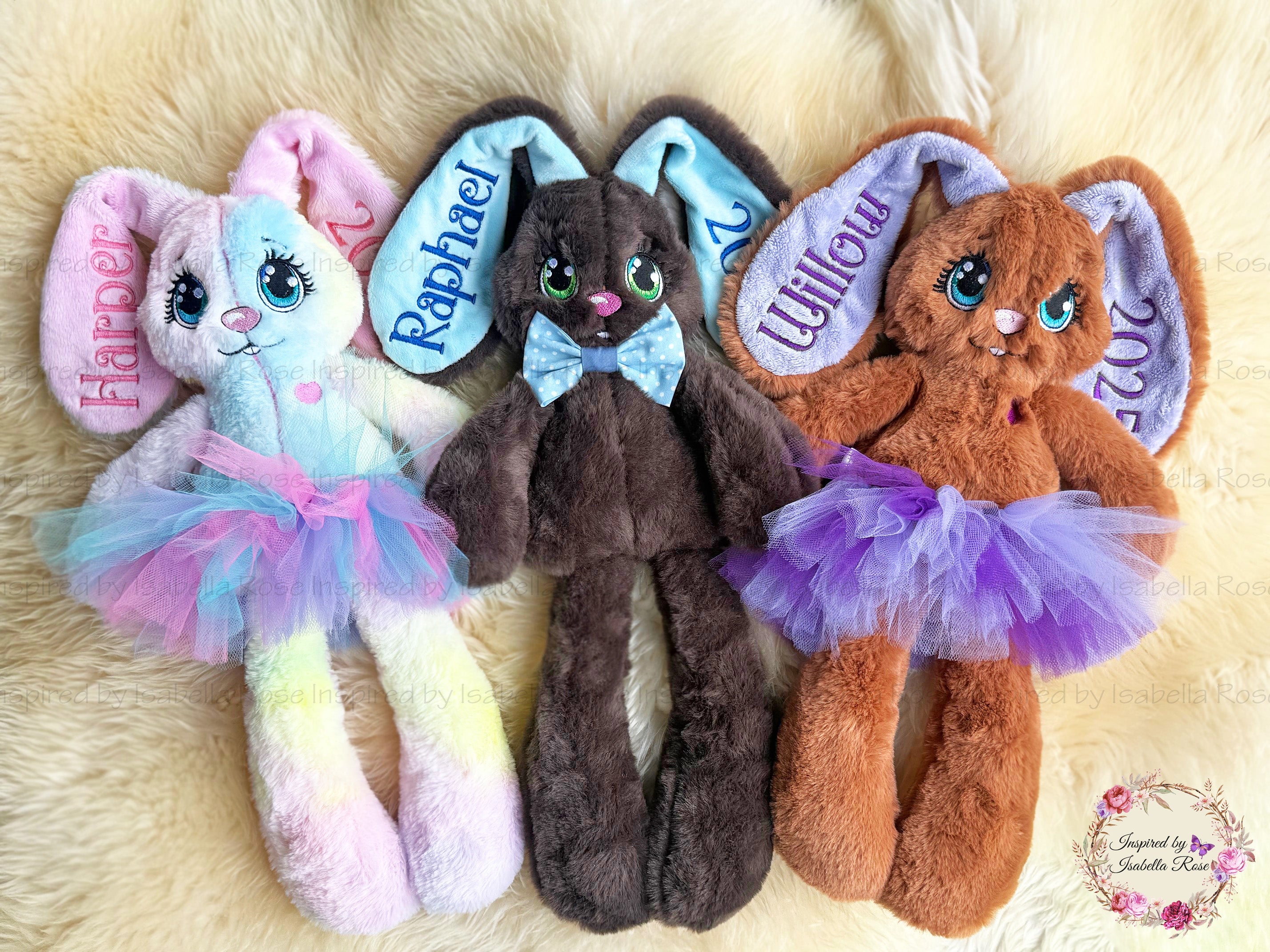 Soft fluffy Bunny, Embroidered Name, 1st Easter, Made to order