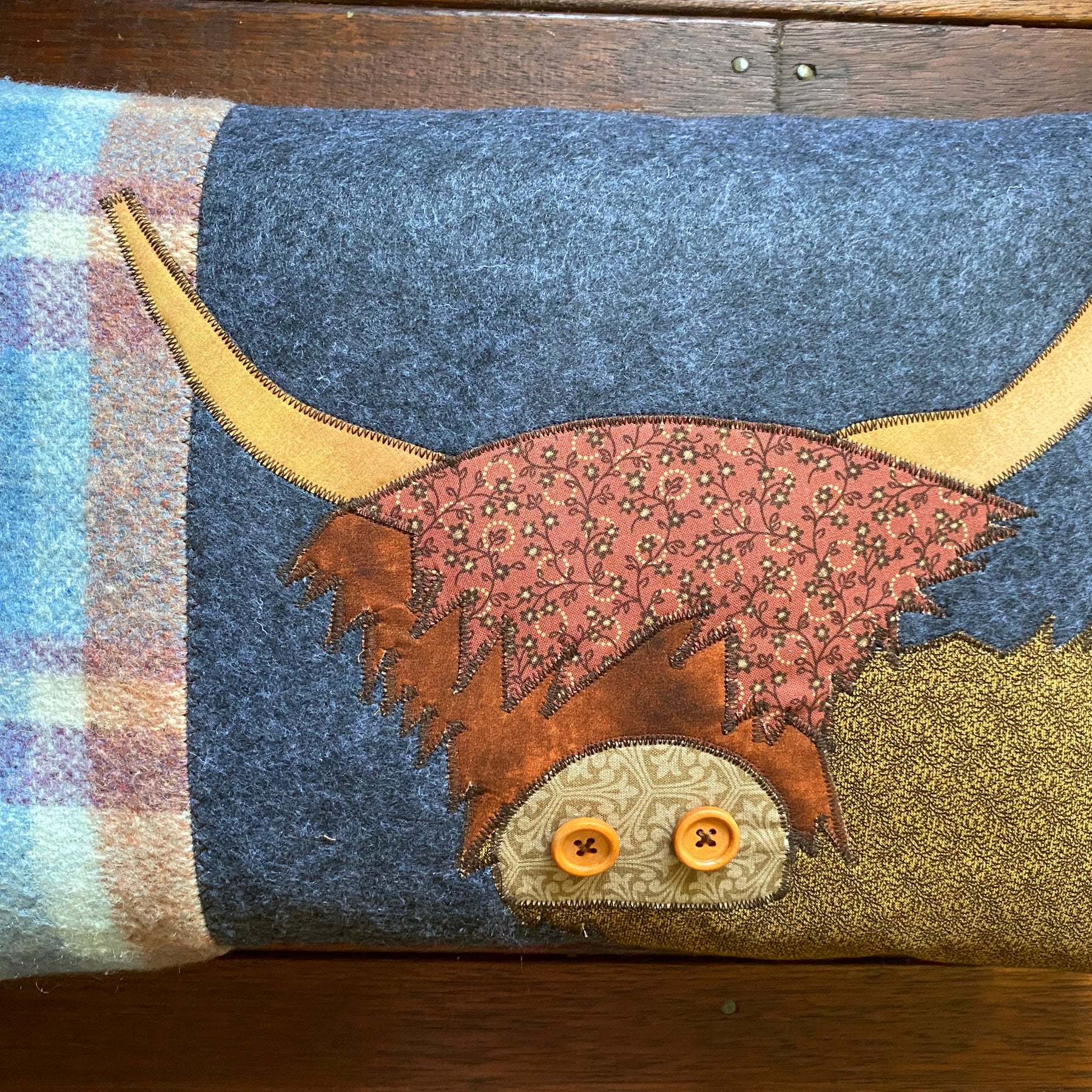 Upcycled Highland Cow Cushion