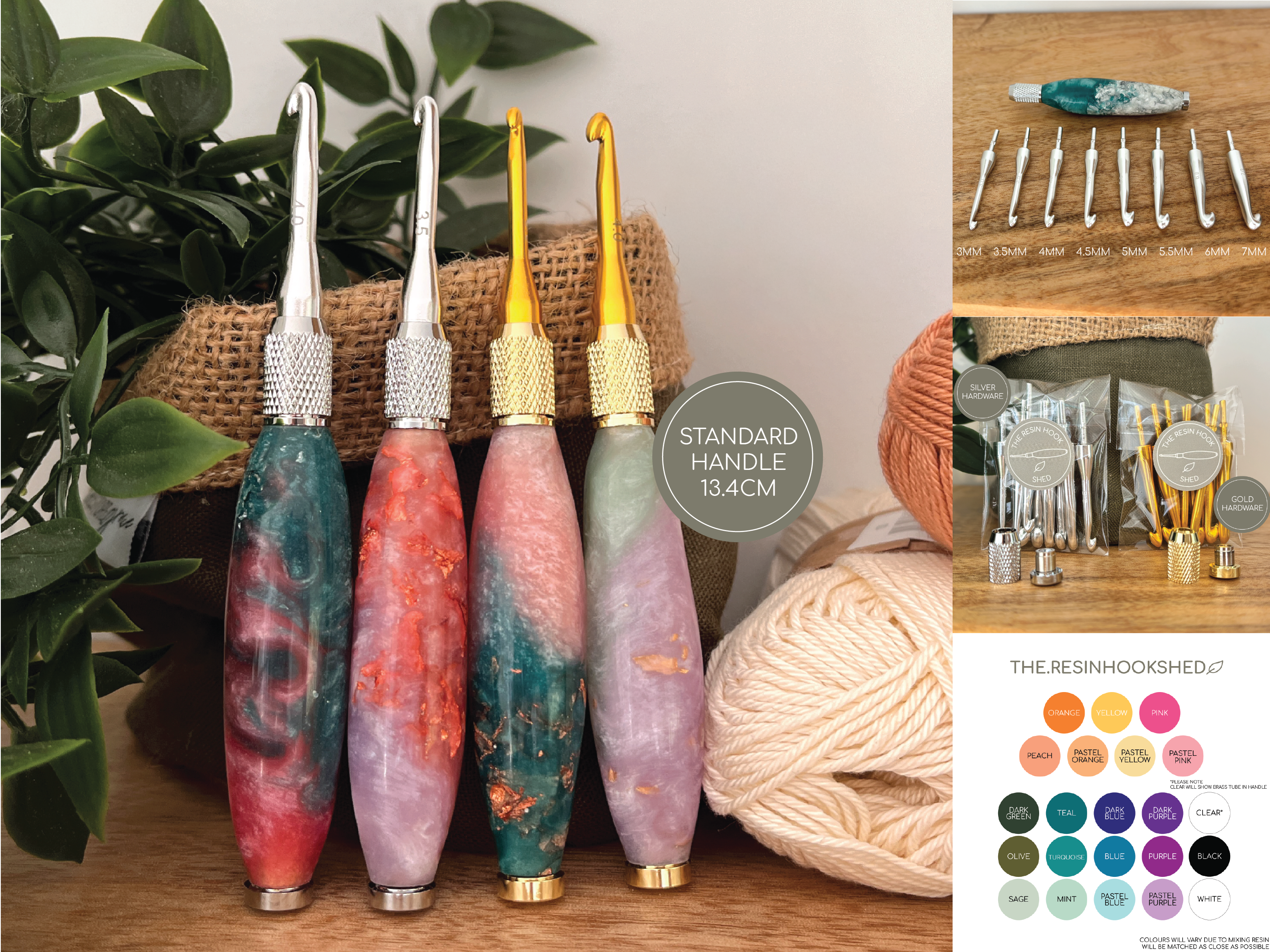 Custom Resin Interchangeable Crochet Hook Handle Set - Standard Handle